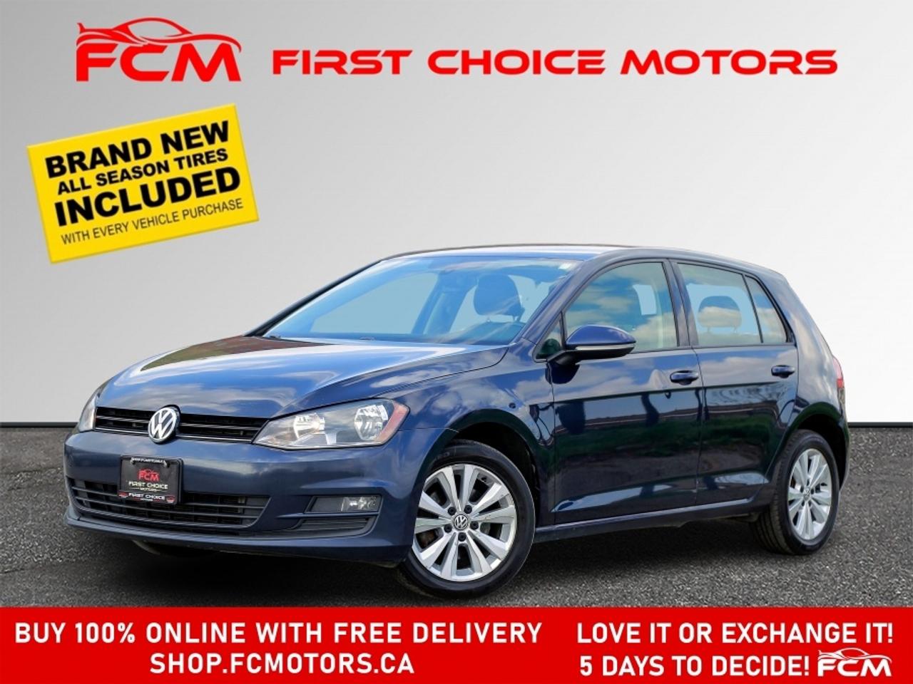 ** ** SPECIAL LIMITED TIME OFFER ** ** PURCHASE ANY VEHICLE THIS WEEK AND RECEIVE 4 BRAND-NEW ALL-SEASON TIRES AT NO ADDITIONAL COST!!! DONT MISS THIS EXCLUSIVE CHANCE TO UPGRADE YOUR RIDE AND STAY PREPARED FOR ANY WEATHER!!!       EXCITING NEWS FROM FIRST CHOICE MOTORS! Our brand-new online showroom is now open to the public, bringing the ultimate car shopping experience right to your fingertips! Enjoy a 100% online car shopping experience, with over 500 certified vehicles in stock, comprehensive protection plans, and thousands of new auto parts & accessories available! Plus, for a limited time, were offering FREE deliveries across Ontario on all vehicle purchases! Dont miss outvisit Shop.fcmotors.ca to find and upgrade your perfect vehicle today!      Welcome to First Choice Motors, the largest car dealership in Toronto of pre-owned cars, SUVs, and vans priced between $5000-$15,000. With an impressive inventory of over 300 vehicles in stock, we are dedicated to providing our customers with a vast selection of affordable and reliable options.       Were thrilled to offer a used 2017 Volkswagen Golf TSI, blue color with 245,000km (STK#9852) This vehicle was $8990 NOW ON SALE FOR $7990. It is equipped with the following features:   - Automatic Transmission   - Hatchback   - Leather Seats   - Heated seats   - Bluetooth   - Reverse camera   - Alloy wheels   - Power windows   - Power locks   - Power mirrors   - Air Conditioning      At First Choice Motors, we believe in providing quality vehicles that our customers can depend on. All our vehicles come with a 36-day guarantee on all safety related items. We also offer additional warranty options up to 5 years for our customers who want extra peace of mind.      Furthermore, all our vehicles are sold fully certified with brand new brakes rotors and pads, a fresh oil change, and brand new set of all-season tires installed & balanced. You can be confident that this car is in excellent condition and ready to hit the road.      At First Choice Motors, we believe that everyone deserves a chance to own a reliable and affordable vehicle. Thats why we offer financing options with low interest rates starting at 7.9% O.A.C. Were proud to approve all customers, including those with bad credit, no credit, students, and even 9 socials. Our finance team is dedicated to finding the best financing option for you and making the car buying process as smooth and stress-free as possible.      Our dealership is open 7 days a week to provide you with the best customer service possible. We carry the largest selection of used vehicles for sale under $9990 in all of Ontario. We stock over 300 cars, mostly Hyundai, Chevrolet, Mazda, Honda, Volkswagen, Toyota, Ford, Dodge, Kia, Mitsubishi, Acura, Lexus, and more. With our ongoing sale, you can find your dream car at a price you can afford. Come visit us today and experience why we are the best choice for your next used car purchase!      All prices include $22.00 OMVIC Fee.  Excludes, license plates, ownership registration and ONTARIO HST (13%)   *No Credit Card payments can be accepted for Vehicle Purchases*    *No Credit Card payments can be accepted for Vehicle Purchases*