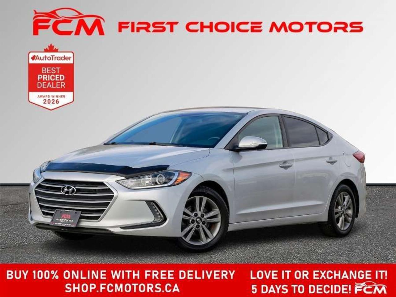 ** ** SPECIAL LIMITED TIME OFFER ** ** PURCHASE ANY VEHICLE THIS WEEK AND RECEIVE 4 BRAND-NEW ALL-SEASON TIRES AT NO ADDITIONAL COST!!! DONT MISS THIS EXCLUSIVE CHANCE TO UPGRADE YOUR RIDE AND STAY PREPARED FOR ANY WEATHER!!!       EXCITING NEWS FROM FIRST CHOICE MOTORS! Our brand-new online showroom is now open to the public, bringing the ultimate car shopping experience right to your fingertips! Enjoy a 100% online car shopping experience, with over 500 certified vehicles in stock, comprehensive protection plans, and thousands of new auto parts & accessories available! Plus, for a limited time, were offering FREE deliveries across Ontario on all vehicle purchases! Dont miss outvisit Shop.fcmotors.ca to find and upgrade your perfect vehicle today!      Welcome to First Choice Motors, the largest car dealership in Toronto of pre-owned cars, SUVs, and vans priced between $5000-$15,000. With an impressive inventory of over 300 vehicles in stock, we are dedicated to providing our customers with a vast selection of affordable and reliable options.       Were thrilled to offer a used 2018 Hyundai Elantra GL, silver color with 173,000km (STK#9752) This vehicle was $8990 NOW ON SALE FOR $7490. It is equipped with the following features:   - Manual Transmission   - Heated seats   - Bluetooth   - Apple CarPlay   - Reverse camera   - Alloy wheels   - Power windows   - Power locks   - Power mirrors   - Air Conditioning      At First Choice Motors, we believe in providing quality vehicles that our customers can depend on. All our vehicles come with a 36-day guarantee on all safety related items. We also offer additional warranty options up to 5 years for our customers who want extra peace of mind.      Furthermore, all our vehicles are sold fully certified with brand new brakes rotors and pads, a fresh oil change, and brand new set of all-season tires installed & balanced. You can be confident that this car is in excellent condition and ready to hit the road.      At First Choice Motors, we believe that everyone deserves a chance to own a reliable and affordable vehicle. Thats why we offer financing options with low interest rates starting at 7.9% O.A.C. Were proud to approve all customers, including those with bad credit, no credit, students, and even 9 socials. Our finance team is dedicated to finding the best financing option for you and making the car buying process as smooth and stress-free as possible.      Our dealership is open 7 days a week to provide you with the best customer service possible. We carry the largest selection of used vehicles for sale under $9990 in all of Ontario. We stock over 300 cars, mostly Hyundai, Chevrolet, Mazda, Honda, Volkswagen, Toyota, Ford, Dodge, Kia, Mitsubishi, Acura, Lexus, and more. With our ongoing sale, you can find your dream car at a price you can afford. Come visit us today and experience why we are the best choice for your next used car purchase!      All prices include $22.00 OMVIC Fee.  Excludes, license plates, ownership registration and ONTARIO HST (13%)   *No Credit Card payments can be accepted for Vehicle Purchases*    *No Credit Card payments can be accepted for Vehicle Purchases*