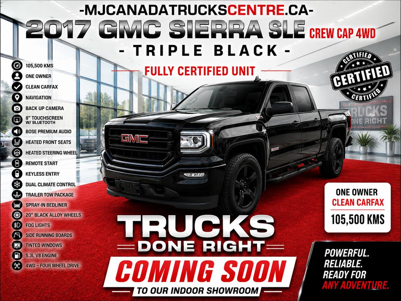 2017 GMC Sierra 1500 SLE Crew Cab Triple Black Loaded
