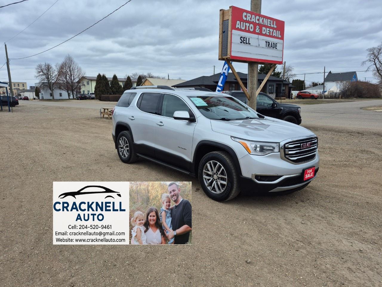 <p><strong>2018 GMC Acadia - Clean Title/ Fresh Safety - $127 Bi-Weekly + Tax</strong></p><p><span style=color:rgb( 15 , 15 , 15 )>﻿Located in Carberry, but capable of bringing to Brandon. Priced to Sell! Carfax Available, excellent condition.</span></p><ul><li><p>Heated Seats</p></li><li><p>Dual Zone Climate</p></li><li><p>Remote Starter</p></li><li><p>3.6L V6 engine</p></li><li><p>All Wheel Drive</p></li><li><p>Bluetooth connectivity</p></li><li><p>Backup camera</p></li><li><p>Captain Chairs</p></li><li><p>Apple CarPlay and Android Auto</p></li><li><p>Third-row seating - 8 Seater</p></li><li><p>Tow Package</p></li><li><p>Local Trade</p></li><li><p>Alloy wheels</p></li></ul><p>Financing Available/ Trades Welcome / delivery available.</p><p>Call/Text<u> 204-520-9461</u></p><p>Dealer #5905</p><p>Treaty cards accepted - 7 Day insurances available meaning you can drive home the same day even if MPI is closed (good for weekends and after hours)</p>