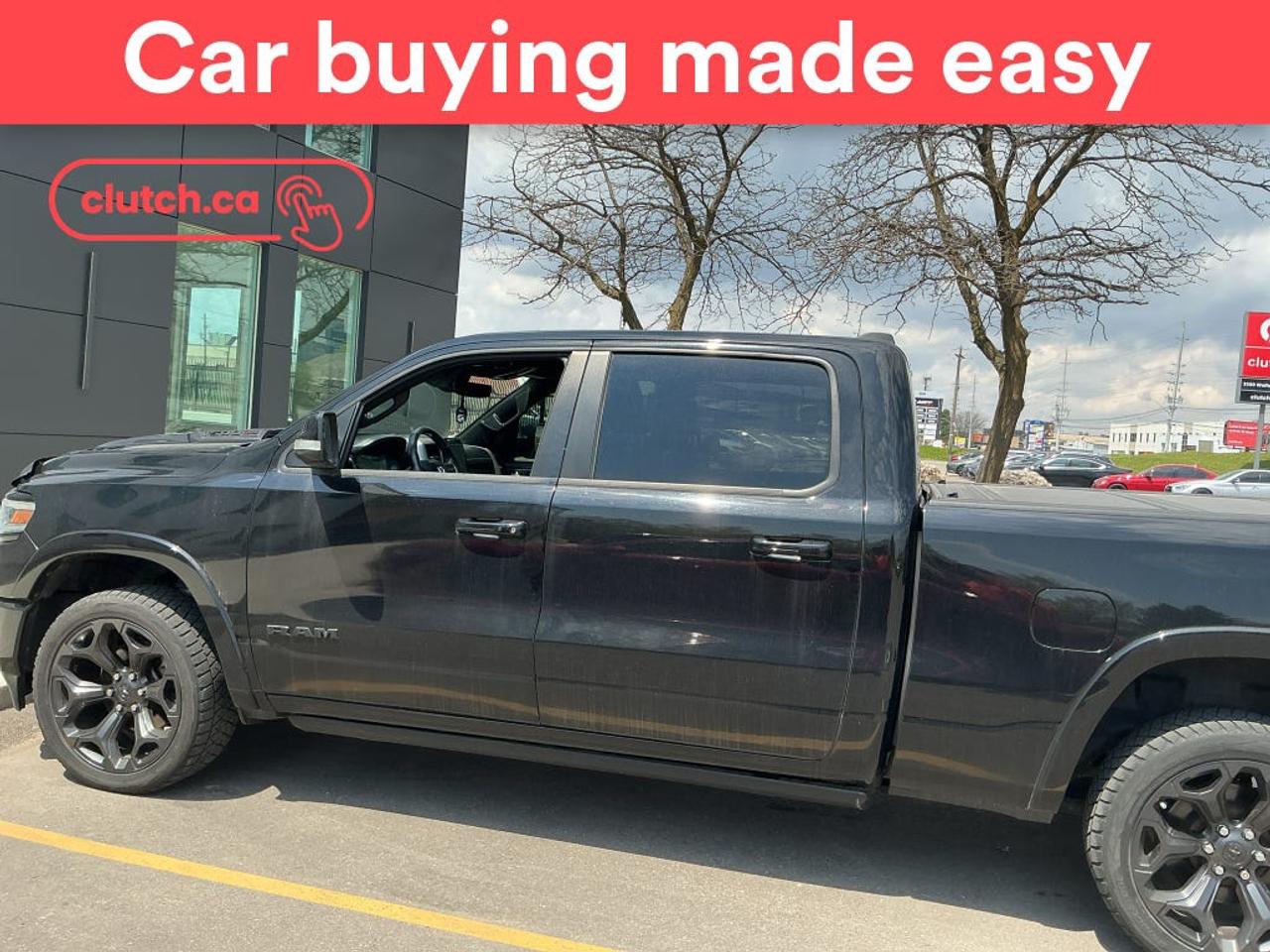 1 OWNER / Brake Assist, Power Running Boards, Bed-Rail Protectors and more!<br> <br>Clutch is the largest online used car retailer in Canada, delivering a seamless, hassle-free car-buying experience to drivers everywhere. Shop thousands of used cars online, get the right one delivered to your door, and enjoy peace of mind with our 10-Day Money-Back Guarantee. How sweet is that? To learn more, visit clutch.ca.<br> <br>The top features for this car include:<br> <br>Electric Parking Brake<br>Brake Assist<br>Power Running Boards<br>Bed-Rail Protectors<br>Auto Dimming Rearview Mirror<br>Front Heated Seats<br>Ventilated Front Seats<br>Power Lumbar Support<br>Rear Heated Seats<br>Folding Rear Seats<br>Ventilated 2nd Row Seats<br>Driver Seat Memory System<br>Climate Control<br>Dual Zone Front Climate Control<br>Rear Climate Vents<br>Premium Sound System<br>Speed-Sensitive Volume<br>Bluetooth Music<br>Touchscreen Display<br>GPS Navigation<br>Cruise Control<br>Adaptive Cruise Control<br>Integrated Garage Door Opener<br>12V Outlet<br>Hands Free Device Connectivity<br>Apple CarPlay<br>Android Auto<br>Wireless Charging<br>USB Input<br>Keyless Entry<br>Push Button Start<br>Passive Keyless Entry<br>Keyfob Remote Start<br>Front View Camera<br>Power Folding Exterior Mirrors<br>Lane Departure Warning<br>Blindspot Sensors<br>Forward Collision Mitigation<br>Rear Collision Warning<br>Rear Collision Mitigation<br>Heated Steering Wheel<br>Trailer Brake Controller<br>Rain Sensing Wipers<br>Rear Window Defroster<br>Panoramic Sunroof<br>Hill Assistance<br>Automatic High Beams<br>Rear View Camera<br>Parking Sensors<br>Rear Parking Sensors<br>Rear Locking Differential<br>Power Driver Seat<br>Power Passenger Seat<br>360 Camera<br>Ambient Lighting<br>In-Box Lighting<br>App Remote Start<br> <br>Seamless home delivery - Delivery to your door in a matter of days. Available on select packages.<br> <br>Try it out for 10 days - If you do not like it, we will take it back. <br> <br>Quality assured - All cars go through our rigorous 210-point inspection and reconditioning process.<br> <br>Peace of mind - Warranty and protection plans available.<br> <br>Haggle-free - No haggling or hard sells.<br> <br>100% Transparency - Full inspection reports on every car, including high-res photography and a free Carfax report.<br> <br>Listed price is for cash purchase only and does not include taxes, Shipping Fees (if applicable), Delivery Fees (if applicable), government licensing fees.<br> <br>Previous Provincial Registrations:<br>Ontario<br> <br>Stock # 102897