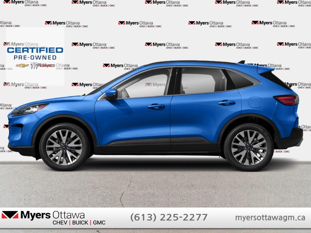 Compare at $23575 - Myers Cadillac is just $22888! <br> <br>JUST IN - FUEL SIPPING HYBRID AWD ESCAPE TITANIUM- ELITE PACKAGE, PANORAMIC SUNROOF, WIRELESS CHARGING, HEATED SEATS, HEATED STEERING WHEEL, LEATHER, NAV, CARPLAY, B&0 SOUND SYSTEM, LED LIGHTS, CERTIFIED, NO ADMIN FEES, NON SMOKER <br> <br>To apply right now for financing use this link: <a href=https://creditonline.dealertrack.ca/Web/Default.aspx?Token=b35bf617-8dfe-4a3a-b6ae-b4e858efb71d&Lang=en target=_blank>https://creditonline.dealertrack.ca/Web/Default.aspx?Token=b35bf617-8dfe-4a3a-b6ae-b4e858efb71d&Lang=en</a><br> <br/>Certified Pre-Owned Vehicles. Instead of worries our vehicles come with a 150+ point inspection and a 30 day / 2,500kms Vehicle Exchange Privilege. Buy with confidence! <br> <br/><br>All prices include Admin fee and Etching Registration, applicable Taxes and licensing fees are extra.<br>*LIFETIME ENGINE TRANSMISSION WARRANTY NOT AVAILABLE ON VEHICLES WITH KMS EXCEEDING 140,000KM, VEHICLES 8 YEARS & OLDER, OR HIGHLINE BRAND VEHICLE(eg. BMW, INFINITI. CADILLAC, LEXUS...)<br> Come by and check out our fleet of 50+ used cars and trucks and 170+ new cars and trucks for sale in Ottawa.  o~o