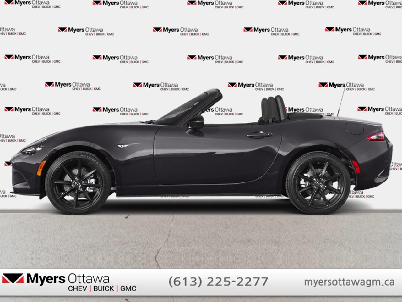 Compare at $35935 - Myers Cadillac is just $34888! <br> <br>JUST IN - PREFECT CONDITION 2023 MAZDA MX5 MIATA- GREY METALLIC ON BLACK PREMIUM CLOTH, HEATED SEATS, REAR CAMERA, GUNMETAL GREY ALLOYS, BLACK SOFT TOP, REMOTE START, PUSH START, CRUISE, CARPLAY, NON SMOKER, 10/10 , CERTIFIED, NO ADMIN FEES. <br> <br>To apply right now for financing use this link: <a href=https://creditonline.dealertrack.ca/Web/Default.aspx?Token=b35bf617-8dfe-4a3a-b6ae-b4e858efb71d&Lang=en target=_blank>https://creditonline.dealertrack.ca/Web/Default.aspx?Token=b35bf617-8dfe-4a3a-b6ae-b4e858efb71d&Lang=en</a><br> <br/><br>All prices include Admin fee and Etching Registration, applicable Taxes and licensing fees are extra.<br>*LIFETIME ENGINE TRANSMISSION WARRANTY NOT AVAILABLE ON VEHICLES WITH KMS EXCEEDING 140,000KM, VEHICLES 8 YEARS & OLDER, OR HIGHLINE BRAND VEHICLE(eg. BMW, INFINITI. CADILLAC, LEXUS...)<br> Come by and check out our fleet of 50+ used cars and trucks and 170+ new cars and trucks for sale in Ottawa.  o~o