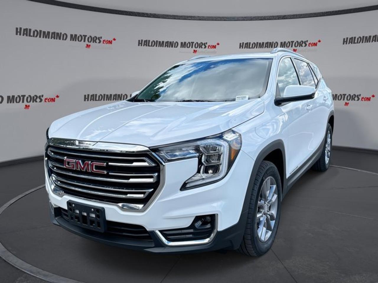 // ACCIDENT FREE!! //<br /><br />This 2024 GMC Terrain SLT AWD is a smart compact SUV for daily life in Cayuga and beyond. It blends confident all-wheel drive, a fuel-friendly 1.5-litre gas engine, and a smooth automatic transmission. Finished in White with a Black interior, this used GMC Terrain SLT AWD also offers a clean accident-free history.<br /><br />With 57,892 km on the odometer, this four-door sport utility vehicle is well equipped for comfort, safety, and easy connectivity. Leather seats, a heated steering wheel, heated front seats, navigation, and adaptive cruise control help make every drive more relaxed in this 2024 GMC Terrain SLT AWD.<br /><br />FEATURES OF THE Terrain SLT AWD | No Accidents | Leather Seats | Heated Steering<br /><br />   Accident-free history adds welcome peace of mind<br />   Leather seating brings upscale everyday comfort<br />   Heated steering wheel helps on cold mornings<br />   All-wheel drive supports year-round confidence<br /><br />ADVANCED SAFETY FEATURES<br /><br />   Backup camera helps with reversing and parking<br />   Lane departure warning supports safer highway travel<br />   Stability control helps maintain composed handling<br />   Multiple airbags add protection throughout cabin<br /><br />PERFORMANCE AND EFFICIENCY<br /><br />   1.5-litre gas engine balances power and economy<br />   Automatic transmission delivers smooth everyday shifting<br />   All-wheel drive adds traction in changing weather<br />   Adaptive cruise control supports relaxed highway driving<br /><br />COMFORT AND CONVENIENCE<br /><br />   Heated front seats add winter driving comfort<br />   Dual-zone climate control keeps cabin comfortable<br />   Remote starter helps pre-condition the cabin<br />   Power liftgate simplifies loading and unloading<br /><br />TECHNONOLGY AND CONNECTIVITY<br /><br />   Navigation system helps guide every trip<br />   Apple CarPlay supports familiar smartphone access<br />   Android Auto keeps apps within easy reach<br />   Bluetooth integration supports hands-free communication<br /><br />CARGO SPACE<br /><br />   Rear trunk access makes loading more convenient<br />   Power liftgate helps with busy daily errands<br />   Four-door layout improves passenger and cargo access<br />   Spare tire adds useful travel reassurance<br /><br />AWARDS & RECOGNITIONS<br /><br />   Top Safety Pick, Insurance Institute for Highway Safety, 2024<br /><br />WHAT OTHER OWNERS LIKE<br /><br />   Comfortable ride quality for everyday commuting<br />   Easy-to-use infotainment and smartphone integration<br />   Helpful safety technology for added confidence<br />   Practical size with versatile cargo usefulness<br /><br />This GMC Terrain is designed to fit busy Canadian driving needs with comfort and confidence. Heated mirrors, power windows, automatic headlights, fog lights, tinted windows, and push button start all add convenience. Memory seats and memory mirrors also help make shared driving simpler and more personal.<br /><br />Inside, the layout is practical and easy to use. Steering wheel audio controls keep key functions close at hand, while satellite radio, WiFi hotspot capability, and a power outlet support both entertainment and daily convenience. Driver and passenger lumbar support also help improve comfort on longer trips.<br /><br />This SUV is a great fit for drivers who want modern safety, winter-ready traction, and useful technology without moving into a larger vehicle. The GMC Terrain offers a refined feel, smart features, and the versatility many families and commuters want in one well-rounded package.<br /><br />This 2024 GMC Terrain SLT AWD | No Accidents | Leather Seats | Heated Steerings VIN is: 3GKALVEG4RL230465.<br /><br />WHY CHOOSE US? <br /><br />Honest & Transparent Buying Experience: Weve been a trusted name in business since 1984.<br /><br />STRAIGHTFORWARD PRICING:<br />Our Advertised Price Includes:<br />>>Safety Certification (No separate fee!)<br />>>30-Day 100% Mechanical Warranty<br />>>FREE Carfax History Report.<br />>>No upcharge for paying cash.<br />(Prices Exclude HST and Licensing Fees only.)<br /><br />>>Browse 300+ vehicles all in ONE LOCATION<br /><br />EASY FINANCING: Great rates & open loans<br /><br />WE BUY CARS: Get Top Dollar for your trade-in, or sell us your vehicle for CASH! Even if you dont buy from us!<br /><br />STOP BY TODAY<br />Treat yourself - stop by Haldimand Motors Ltd. located at 42 Talbot St E, Cayuga, ON N0A 1E0 to make this car yours today!<br /><br />https://www.haldimandmotors.com/used/stock-460590.html
