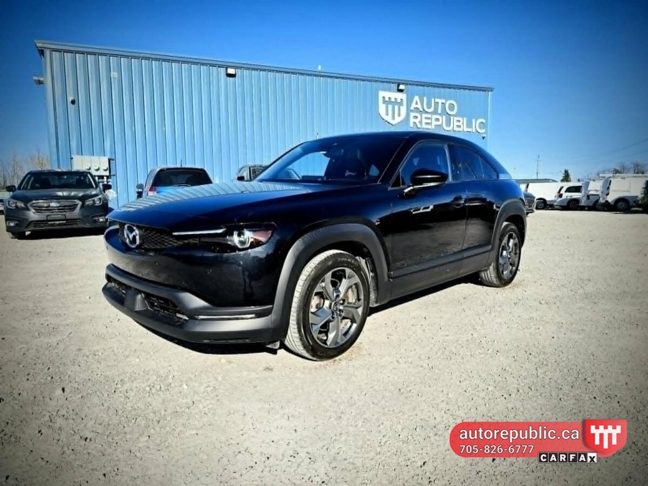 Tired of paying outrageous gas prices? <br/> What if you could drive a stylish EV SUV crossover for an estimated $159 biweekly*  thats LESS than 2 full tanks of gas for a similar size SUV. <br/> Introducing this beautiful Mazda EV GT <br/> Luxury, technology, comfort, and incredible efficiency all wrapped into one gorgeous crossover. <br/> Fully Electric <br/> Loaded GT Package <br/> Premium Interior <br/> Save Thousands on Fuel <br/> Smooth & Quiet Ride <br/> Why keep feeding the gas station when you can plug in and save? <br/> <br/> <br/> Comes safety certified with no extra charge <br/> Only HST and licensing is extra, No admin fees or omvic fees. Same price - pay cash or finance! <br/> <br/> <br/> GT Trim  Fully Loaded <br/> Leatherette & Cloth Premium Interior <br/> Heated Seats <br/> Heated Steering Wheel <br/> Power Driver Seat with Memory <br/> Power Moonroof <br/> Bose Premium 12-Speaker Sound System <br/> Apple CarPlay & Android Auto <br/> Navigation System <br/> 360° Camera <br/> Front & Rear Parking Sensors <br/> Blind Spot Monitoring <br/> Lane Keep Assist <br/> Radar Cruise Control <br/> Front Cross Traffic Alert <br/> Adaptive LED Headlights <br/> Freestyle Rear Doors <br/> Gorgeous Modern Interior Design <br/> <br/> <br/> Link to Youtube walkaround video: <br/> https://www.youtube.com/watch?v=zZ9UD8UxDEQ <br/> <br/> <br/> Has 63150kms, had one owner and never been in accidents - Carfax Verified <br/> Link to carfax: <br/> https://vhr.carfax.ca/?id=eI0q%2Fx7XrKAXQG361w8gKz2YwqyWMk60 <br/> <br/> <br/> Please call 705-826-6777 for appointments <br/> www.autorepublic.ca <br/> <br/> <br/> Available extended warranty up to 48 months <br/> <br/> <br/> Financing is available <br/> <br/> <br/> Tax and Licensing extra <br/> <br/> <br/> Trade-ins are welcome! <br/> <br/> <br/> No Hidden Fees or Admin Fees! <br/> <br/> <br/> Do not hesitate to contact us with any questions. <br/> <br/> <br/> Please call us at 705-826-6777 for more details. <br/> www.autorepublic.ca <br/> <br/> <br/> AUTO REPUBLIC <br/> Quality Certified Pre-Owned Vehicles <br/> 5 Courtland st, Ramara, ON, L3V1A4 <br/> <br/> <br/> zero down payment, 7 years term, good credit score, <br/>