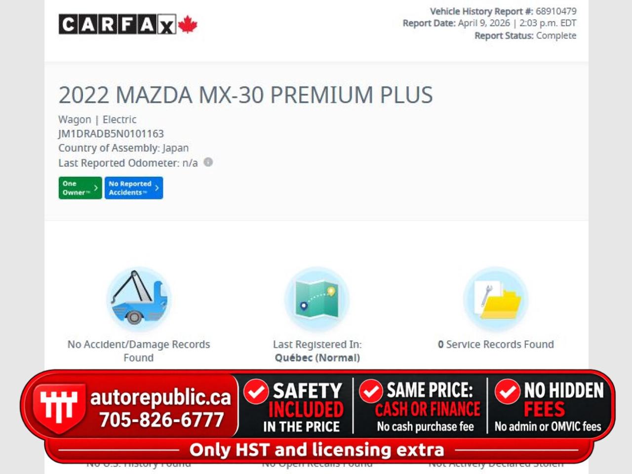 2022 Mazda MX-3 0 GT EV Certified One Owner No Accidents Photo
