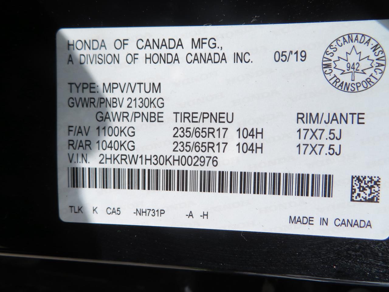 2019 Honda CR-V LX 2WD Photo
