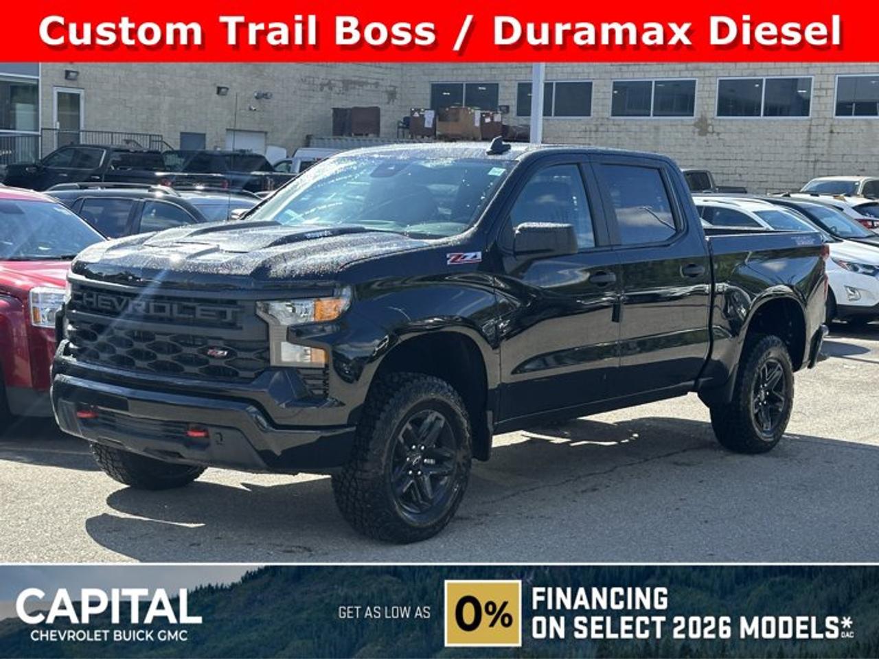 This Chevrolet Silverado 1500 boasts a Turbocharged Diesel I6 3.0L/ engine powering this Automatic transmission. TRANSMISSION, 10-SPEED AUTOMATIC, ELECTRONICALLY CONTROLLED with overdrive and tow/haul mode. Includes Cruise Grade Braking and Powertrain Grade Braking, TRAILER BRAKE CONTROLLER, INTEGRATED, REAR AXLE, 3.23 RATIO.*This Chevrolet Silverado 1500 Comes Equipped with These Options *LPO, ALL-WEATHER FLOOR LINERS, 1ST AND 2ND ROWS (includes Z71 logo on front mats),, GVWR, 7200 LBS. (3266 KG), ENGINE, DURAMAX 3.0L TURBO-DIESEL I6 (305 hp [227 kW] @ 3750 rpm, 495 lb-ft of torque [671 Nm] @ 2750 rpm) (Includes (KW5) 220-amp alternator and (K05) engine block heater.), CUSTOM TRAIL BOSS PREFERRED EQUIPMENT GROUP includes standard equipment, 3 YEARS SIRIUSXM, Wireless phone projection for Apple CarPlay and Android Auto, Windows, power rear, express down, Window, power front, passenger express down, Window, power front, drivers express up/down, Wi-Fi Hotspot capable (Terms and limitations apply. See onstar.ca or dealer for details.).* Visit Us Today *A short visit to Capital Chevrolet Buick GMC Inc. located at 13103 Lake Fraser Drive SE, Calgary, AB T2J 3H5 can get you a tried-and-true Silverado 1500 today!