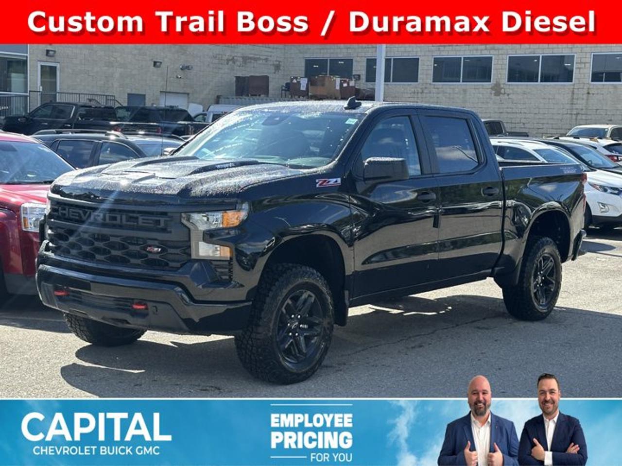This Chevrolet Silverado 1500 boasts a Turbocharged Diesel I6 3.0L/ engine powering this Automatic transmission. TRANSMISSION, 10-SPEED AUTOMATIC, ELECTRONICALLY CONTROLLED with overdrive and tow/haul mode. Includes Cruise Grade Braking and Powertrain Grade Braking, TRAILER BRAKE CONTROLLER, INTEGRATED, REAR AXLE, 3.23 RATIO.*This Chevrolet Silverado 1500 Comes Equipped with These Options *LPO, ALL-WEATHER FLOOR LINERS, 1ST AND 2ND ROWS (includes Z71 logo on front mats),, GVWR, 7200 LBS. (3266 KG), ENGINE, DURAMAX 3.0L TURBO-DIESEL I6 (305 hp [227 kW] @ 3750 rpm, 495 lb-ft of torque [671 Nm] @ 2750 rpm) (Includes (KW5) 220-amp alternator and (K05) engine block heater.), CUSTOM TRAIL BOSS PREFERRED EQUIPMENT GROUP includes standard equipment, 3 YEARS SIRIUSXM, Wireless phone projection for Apple CarPlay and Android Auto, Windows, power rear, express down, Window, power front, passenger express down, Window, power front, drivers express up/down, Wi-Fi Hotspot capable (Terms and limitations apply. See onstar.ca or dealer for details.).* Visit Us Today *A short visit to Capital Chevrolet Buick GMC Inc. located at 13103 Lake Fraser Drive SE, Calgary, AB T2J 3H5 can get you a tried-and-true Silverado 1500 today!