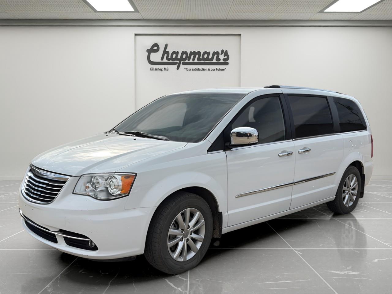 <p><strong>2 Sets of Tires Included! </strong></p><p>Finished in White with a Black interior, this 2016 Chrysler Town & Country Limited is a premium family minivan designed for comfort, convenience, and versatility. With upscale Limited trim features and flexible seating configurations, its built to handle family life, road trips, and everyday errands with ease.</p><p>Powered by a 3.6L Pentastar V6 engine paired with a 6-speed automatic transmission, this Town & Country delivers smooth performance and dependable capability. With spacious seating and practical storage solutions throughout, its designed to keep passengers comfortable on every drive.</p><h3>Performance & Capability</h3><ul><li><p>3.6L Pentastar V6 engine</p></li><li><p>6-speed automatic transmission</p></li><li><p>Front-wheel drive (FWD)</p></li><li><p>Touring suspension</p></li><li><p>Electronic stability control</p></li><li><p>Traction control system</p></li></ul><h3>Interior Comfort & Convenience</h3><ul><li><p>Premium leather seating</p></li><li><p>Heated front and second-row seats</p></li><li><p>Power front seats with memory settings</p></li><li><p>Heated steering wheel</p></li><li><p>Tri-zone automatic climate control</p></li><li><p>Power sliding side doors</p></li><li><p>Power liftgate</p></li><li><p>Stow n Go second and third-row seating</p></li><li><p>Remote start system</p></li><li><p>Rear seat entertainment system</p></li></ul><h3>Technology & Connectivity</h3><ul><li><p>Touchscreen infotainment system</p></li><li><p>Navigation system</p></li><li><p>Bluetooth hands-free connectivity</p></li><li><p>Premium audio system</p></li><li><p>Rear DVD entertainment</p></li><li><p>Steering wheel-mounted audio controls</p></li><li><p>Multiple USB and power outlets</p></li></ul><h3>Safety & Driver Assistance</h3><ul><li><p>Rearview camera</p></li><li><p>Rear park assist</p></li><li><p>Blind spot monitoring</p></li><li><p>Rear cross-path detection</p></li><li><p>Electronic stability control</p></li><li><p>Advanced multistage airbags</p></li></ul><h3>Exterior Highlights</h3><ul><li><p>White exterior finish</p></li><li><p>Chrome exterior accents</p></li><li><p>HID headlamps</p></li><li><p>Fog lamps</p></li><li><p>Power heated mirrors</p></li><li><p>Roof rack with crossbars</p></li><li><p>Alloy wheels</p></li><li><p>Deep tinted rear glass</p></li></ul><p>A premium family minivan that combines V6 performance, luxury comfort, and versatile seating for families on the go.</p><p>Price Includes Dealer Fee.</p><p>Price Excludes PST & GST.</p><p>Financing Options Available, Call For More Details.</p> <p><strong>*While every reasonable effort is made to ensure the accuracy of this information, we are not responsible for any error or omissions contained on these pages. Please verify any information in question with Chapman Motors Ltd.</strong></p>