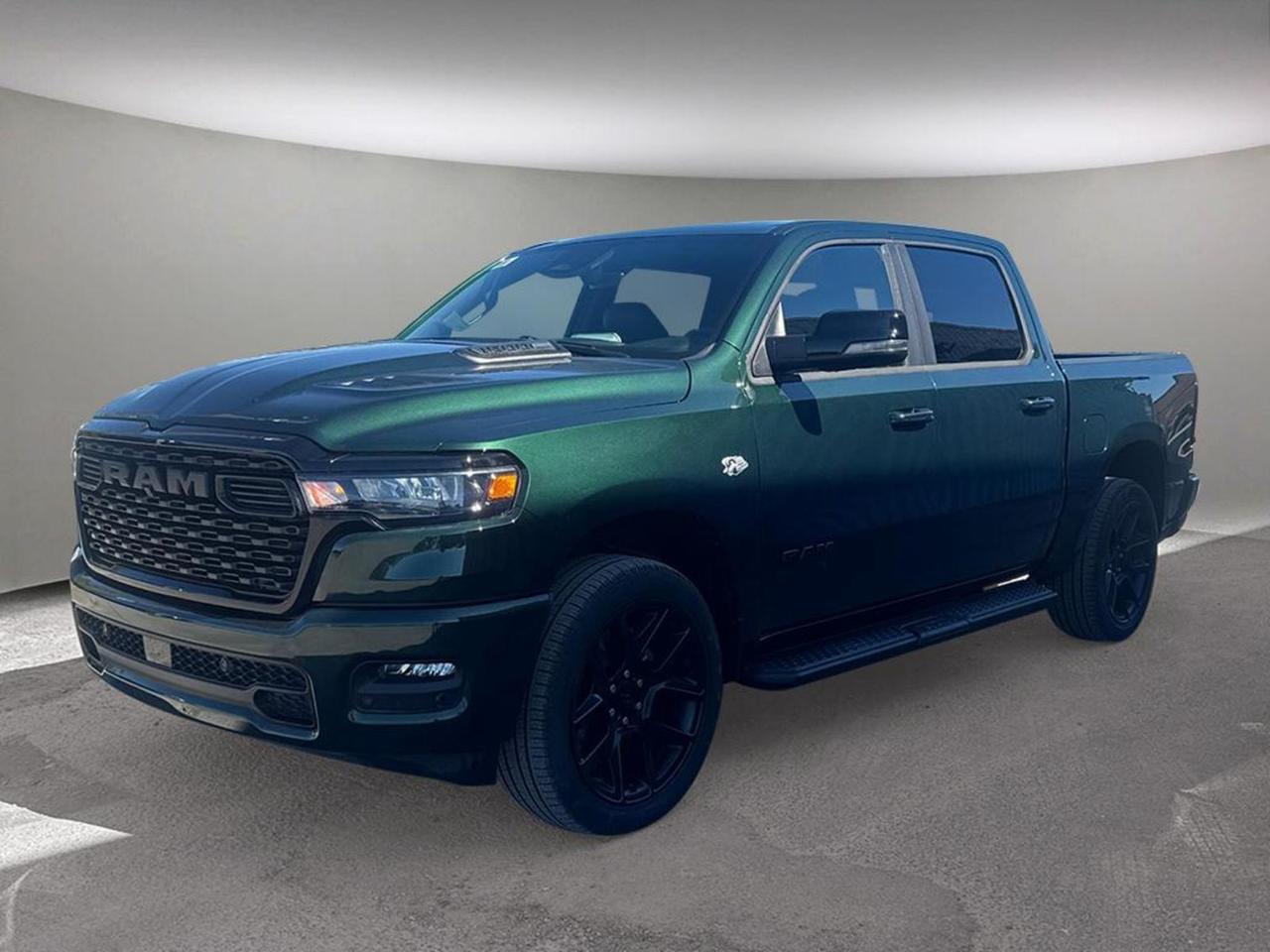 Introducing the all-new 2026 Ram 1500 Sport 4x4 Crew Cab with a 57 box in striking Green with a sleek Black interior. Powered by the robust 5.7L HEMI VVT V8 engine paired with an 8-speed automatic transmission, it delivers exceptional performance and capability with a 3,220 kg GVWR to tackle any task.Experience ultimate comfort with power-adjustable heated seats, dual-zone climate control, and advanced noise cancellation for a quiet ride. Stay connected and entertained with the Uconnect 5WW Navigation featuring a stunning 12-inch touchscreen, Apple CarPlay, Android Auto, and a 4G LTE Wi-Fi hotspot.Safety is paramount with adaptive cruise control, blind-spot monitoring, lane departure prevention, and front/rear parking sensors, complemented by a comprehensive 6-airbag system. The rugged design rides on 20 aluminum wheels wrapped in all-season tires, balanced with class-leading features like the heated power-folding mirrors with turn signals, and LED headlights.Whether hauling, towing, or cruising, the Ram 1500 Sports advanced 4WD system, trailer wiring harness, and Class IV tow rating ensure youre ready for adventure. Discover power, technology, and comfort in one bold package.PRICING ADVERTISED IS REFLECTING THE CASH INCENTIVE AND CANNOT BE STACKED WITHLOW-RATEFINANCING, PRICING ADVERTISED CAN BE FINANCED. REACH OUT TO THE SALES TEAM TO GET YOUR QUOTE TAILORED TO HOW YOU WOULD LIKE TO BUYCALL AURORA DODGE NOW AT867-873-4222