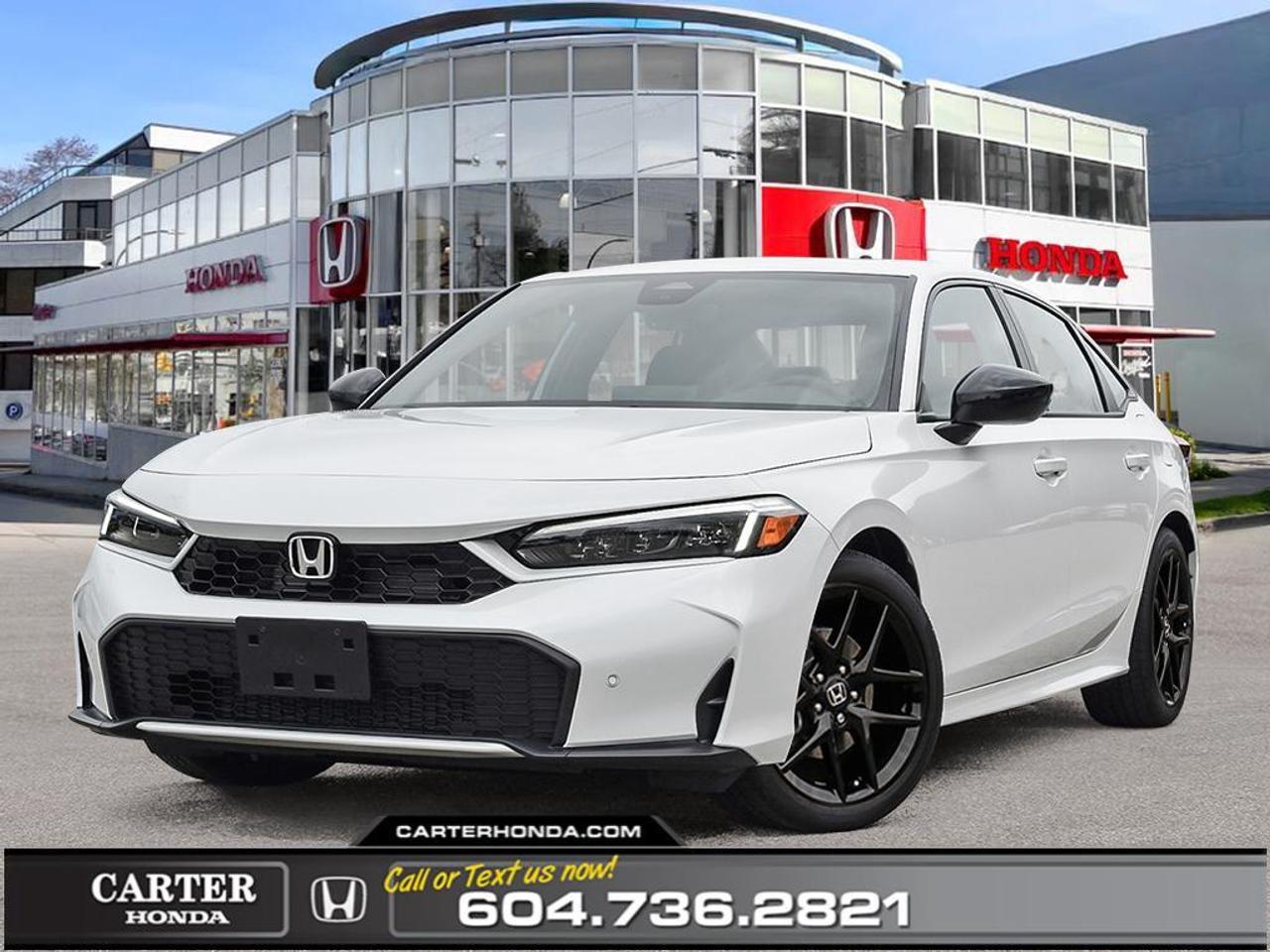 Discover the perfect combination of sporty design, premium comfort, and advanced hybrid efficiency with the 2026 Honda Civic Sedan Hybrid Sport Touring, now available at Carter Honda. Powered by Hondas advanced two motor hybrid system, it delivers smooth, responsive performance with impressive fuel economy for both city commuting and highway driving. The Sport Touring trim stands out with sleek aerodynamic styling, bold exterior accents, and distinctive alloy wheels that create a confident, upscale presence. Inside, the refined cabin features leather trimmed seating, a heated steering wheel, a fully digital driver display, and premium audio for an elevated driving experience. A high resolution touchscreen with wireless Apple CarPlay and Android Auto keeps you seamlessly connected, while the Honda Sensing suite provides advanced safety and driver assistance.  Sporty, efficient, and refined, the Civic Hybrid Sport Touring is built to impress. Schedule your test drive today at Carter Honda and experience it firsthand.  Why Choose Carter Honda?  - We provide an unmatched vehicle purchasing experience that puts YOU FIRST! - Exceeding customer expectations for over three decades, with a history of loyalty and community trust - 4.6-star Google rating, backed by over 3,000 satisfied customer reviews - Experience upfront pricing, zero hidden fees, and 100% transparency at every step - Fast approvals and 99% acceptance rates, regardless of your credit status! - Enjoy our 7-day vehicle exchange policy for added peace of mind - We welcome vehicle trades and guarantee the best price - Our multilingual staff speaks many languages to assist you better  Were here to help you drive the vehicle you want, the vehicle you deserve!  Dealer fee of $999.00 included in advertised price (Dealer No. 1100).