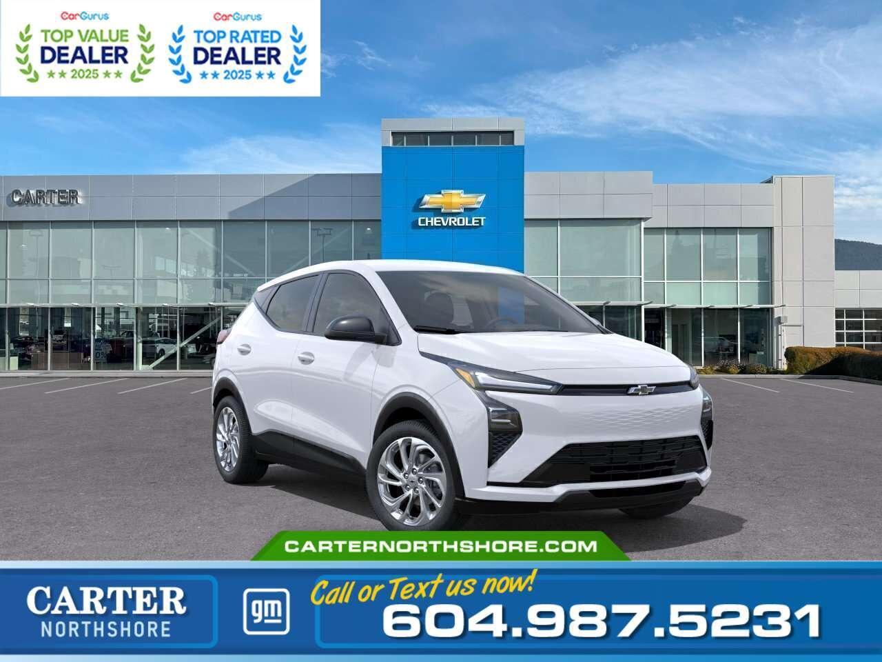 GREAT NEWS! EMPLOYEE PRICING IS BACK! Unlock exceptional savings on eligible new electric vehicles. Combine Employee Pricing with available incentives and drive home an EV for less. Available Savings Include: 	$1,500 Employee Pricing Credit 	$2,300 Non stackable cash discount 	Up to $5,000 Federal EVAP incentive for eligible customers, applied after tax. Only vehicles with a final transaction price under $50,000 before tax are eligible for EVAP.  Ready to electrify your drive? This 2027 Chevrolet Bolt EUV Comfort Package in Summit White with Jet Black interior combines efficiency, style, and advanced technology. Enjoy heated front seats, a heated steering wheel, Google Built-In with LCD display, and safety features like Forward Collision Alert and Enhanced Automatic Braking. Equipped with DC Fast Charging and 17" alloy wheels, its perfect for city streets or weekend adventures. Come take it for a test drive today and experience all this stylish vehicle has to offer!  WHY CARTER GM NORTHSHORE? - An unrivalled vehicle purchasing experience! - Exceeding our loyal customers expectations since 1990 - 4.7 Google star rating (with 1,700+ customer reviews) - CarGurus Top-Rated Dealer 2025 Award - CarGurus Top Value Dealer 2025 Award - Vehicle trades welcome! Best price guaranteed! - We provide upfront pricing, zero hidden fees, and 100% transparency - Fast approvals and 99% acceptance rates (no matter your current credit status!) - Multilingual staff (many languages spoken) - Comfortable non-pressured environment with in-store television, WIFI and a childrens play area!        Were here to help you drive the vehicle you want, the vehicle you deserve! QUESTIONS? GREAT! WEVE GOT ANSWERS! To speak with a friendly vehicle specialist - CALL NOW! The advertised price includes all standard dealer fees and any applicable manufacturer or dealer incentives. It does not include applicable taxes, licensing, insurance, or optional products or services. Dealer fees will be clearly broken out and itemized on the bill of sale, maximum total of fees $699.00. Prices are shown in Canadian dollars. While we make every effort to ensure accuracy, vehicle details, pricing, options, and availability are subject to change without notice. Please confirm all information with dealership sales management before purchase. Dealer Code: 81121