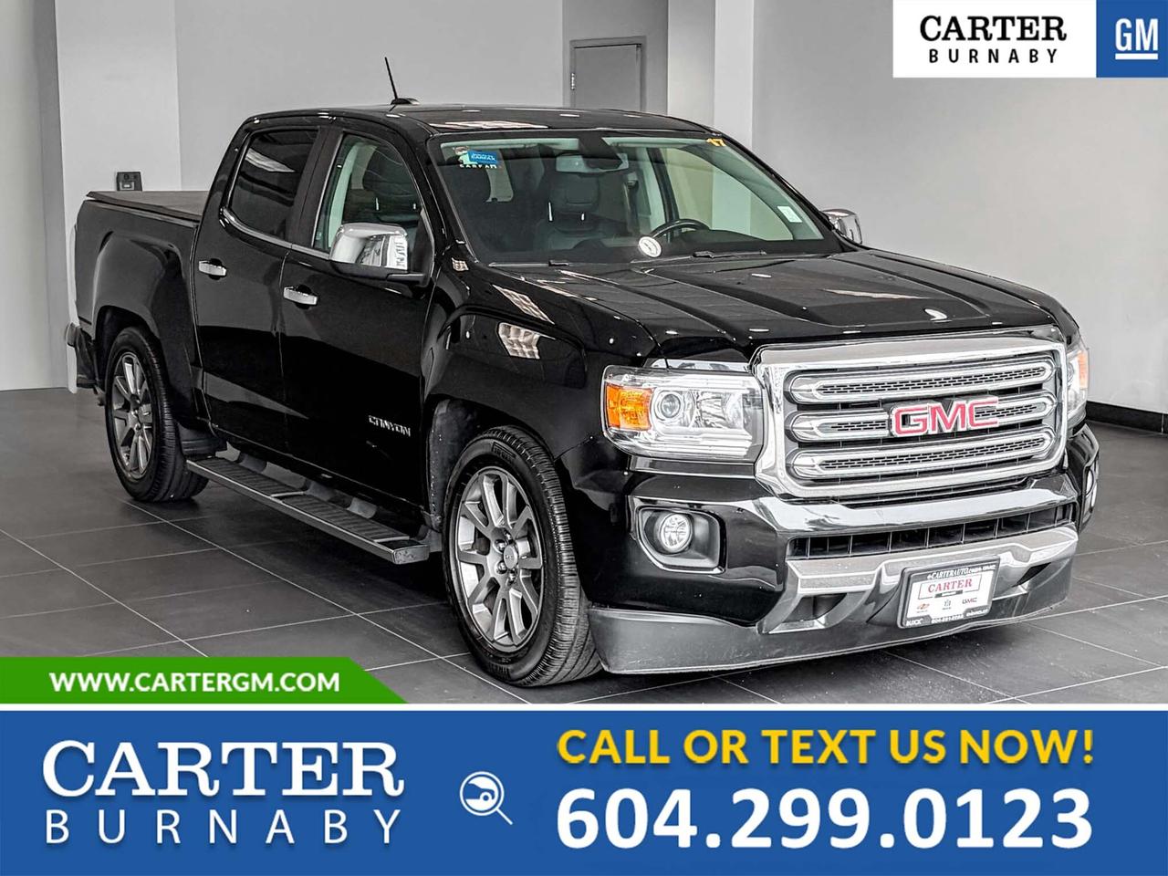 ONE OWNER
Take on the road in comfort and capability with this 2017 GMC Canyon SLT 2WD. Equipped with a powerful 3.6L DOHC DI V6 with VVT, this Crew Cab Short Box pickup delivers smooth performance and everyday versatility. Inside, enjoy a heated power seat, Bluetooth connectivity, a rearview camera, and traction control for added confidence behind the wheel. Stylish, practical, and ready for work or weekend adventures, this Canyon is built to impress. Come take it for a test drive today and experience all this stylish vehicle has to offer!

WHY CARTER GM BURNABY?

- An unrivalled vehicle purchasing experience!
- Exceeding our loyal customers expectations since 1963
- 4.5 Google star rating (with 2,300+ customer reviews)
- Cargurus Top-rated Dealer 2025 Award
- Cargurus Top Value Dealer 2025 Award
- Peace of mind - 150-point vehicle inspection
- CARFAX - full vehicle service history - purchase with confidence!
- Vehicle trades welcome! Best price guaranteed!
- We provide upfront pricing, zero hidden fees, and 100% transparency
- Fast approvals and 99% acceptance rates (no matter your current credit status!)
- Multilingual staff (many languages spoken)
- Comfortable non-pressured environment with in-store television, WIFI and a childrens play area!
- In-store restaurant: fresh daily menu





Were here to help you drive the vehicle you want, the vehicle you deserve!
QUESTIONS? GREAT! WEVE GOT ANSWERS!
To speak with a friendly vehicle specialist - CALL NOW!
The advertised price includes all standard dealer fees and any applicable manufacturer or dealer incentives. It does not include applicable taxes, licensing, insurance, or optional products or services. Dealer fees will be clearly broken out and itemized on the bill of sale, maximum total of fees $595.00. Prices are shown in Canadian dollars. While we make every effort to ensure accuracy, vehicle details, pricing, options, and availability are subject to change without notice. Please confirm all information with dealership sales management before purchase. Dealer Code: 81129