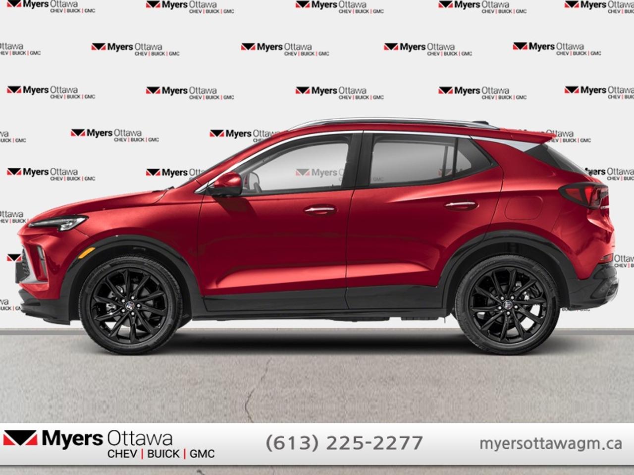 Compare at $30670 - Myers Cadillac is just $29777! <br> <br>JUST IN - LIKE NEW 2025 BUICK ENCORE GX ST- CINNABAR METALLIC ON BLACK , EXPERIENCE BUICK PACKAGE WHICH INCLUDES MOONROOF, AND UPGRADED ALLOY WHEELS, ADVANCED TECH PACKAGE, ADAPTIVE CRUISE, HEATED SETAS, HEATED STEERING WHEEL, REMOTE START, POWER SEAT, CARPLAY AND ANDROID AUTO, BLOCK HEATER, HIGH GLOSS BLACK GRILL, NON SMOKER, CLEAN CARFAX, ONE OWNER. NO ADMIN FEES<br> <br>To apply right now for financing use this link: <a href=https://creditonline.dealertrack.ca/Web/Default.aspx?Token=b35bf617-8dfe-4a3a-b6ae-b4e858efb71d&Lang=en target=_blank>https://creditonline.dealertrack.ca/Web/Default.aspx?Token=b35bf617-8dfe-4a3a-b6ae-b4e858efb71d&Lang=en</a><br> <br/><br>All prices include Admin fee and Etching Registration, applicable Taxes and licensing fees are extra.<br>*LIFETIME ENGINE TRANSMISSION WARRANTY NOT AVAILABLE ON VEHICLES WITH KMS EXCEEDING 140,000KM, VEHICLES 8 YEARS & OLDER, OR HIGHLINE BRAND VEHICLE(eg. BMW, INFINITI. CADILLAC, LEXUS...)<br> Come by and check out our fleet of 50+ used cars and trucks and 180+ new cars and trucks for sale in Ottawa.  o~o