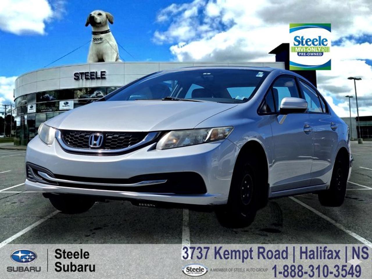 IIHS Top Safety Pick. This Honda Civic Sedan boasts a Regular Unleaded I-4 1.8 L/110 engine powering this Variable transmission. Window Grid Antenna, Wheels: 16 x 6.5J Aluminum-Alloy, Wheels w/Silver Accents.*This Honda Civic Sedan Comes Equipped with These Options *VSA Electronic Stability Control (ESC), Valet Function, Trunk Rear Cargo Access, Trip Computer, Transmission: Continuously Variable, Transmission w/Driver Selectable Mode, Tires: P205/55R16 89H AS (M+S), Strut Front Suspension w/Coil Springs, Steel Spare Wheel, Speed Sensitive Variable Intermittent Wipers.* This Honda Civic Sedan is a Superstar! *IIHS Top Safety Pick, KBB.com Brand Image Awards.* Expert Reviews!*As reported by KBB.com: * Our highest-rated compact car and Compact Car Best Buy for 2015 * Choice of sedan or coupe, plus sporty Si models * Choice of gasoline, hybrid and natural gas powertrains * Reliable, efficient and economical * Easy and spunky driving manners* Visit Us Today *For a must-own Honda Civic Sedan come see us at Steele Subaru, 3737 Kempt Road, Halifax, NS B3K-4X6. Just minutes away!