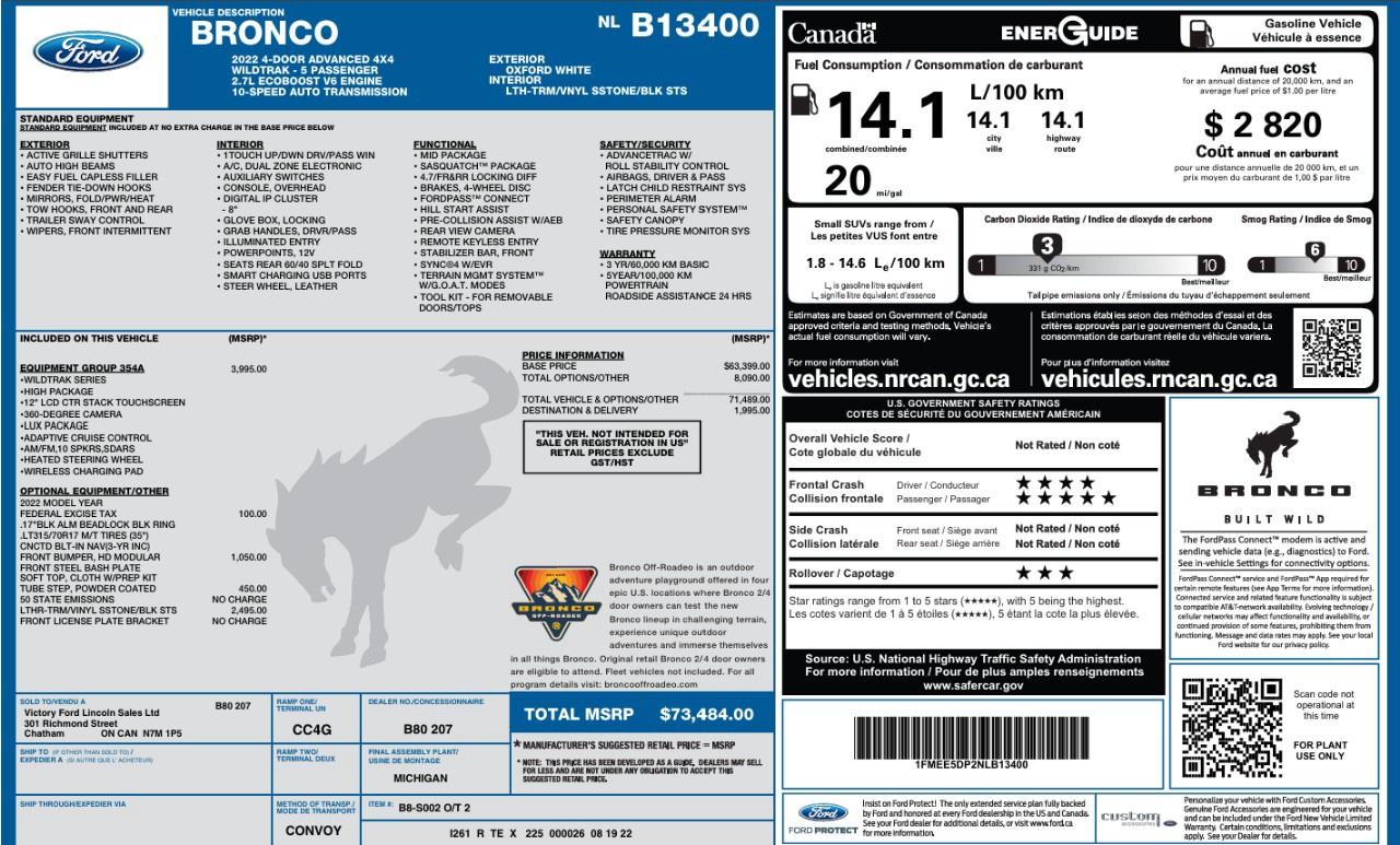 2022 Ford Bronco Wildtrak 4 Door Advanced 4x4 Photo