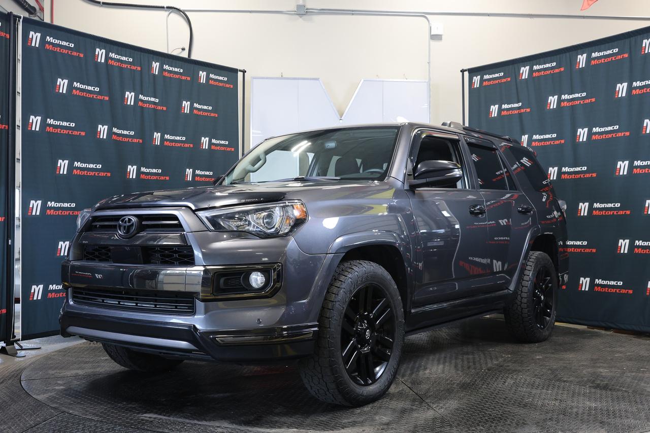 <p class=p1>Special Finance Price: $37,999 | Cash Price: $39,499</p><p class=p1>2020 Toyota 4Runner Limited Nightshade -&nbsp;No Accidents, Clean CarFax - 7 Seater, Leather, Keyless, Sunroof, Backup Camera, Navigation, Lane Departure Warning, Pre Collision System, Adaptive Cruise Control, Heated & Ventilated Seats, Power Seats, AUX,&nbsp;and Much More.</p><p class=p1>Odometer: 178,000 KM.</p><p class=p1>Second Set of Steel Rims and Winter Tires.</p><p class=p1>Call Us: (416) 766-6226</p><p class=p1>Monaco Motorcars Inc.</p><p class=p1>Location: 112 King St, Barrie, ON</p><p class=p1>Business Hours:</p><p class=p1>Monday - Friday: 10am - 7pm</p><p class=p1>Saturday: 10am - 5pm</p><p class=p1>Sunday : Closed</p><p class=p1>www.monacomotorcars.com</p><p class=p1>Apply for Financing Online: www.monacomotorcars.com/financing/</p><p class=p1>All our vehicles go through an Ontario Standard Certification Inspection where we make sure the car is safe so you don&rsquo;t have to. An additional cost of $999 will be applied to all Certified vehicles. If not certified as per OMVIC regulations vehicle is not drivable, not certified and not e-tested. Each Certified vehicle comes with an Ontario Safety Certification and a 36-day or 2000 KM Safety Warranty. At Monaco Motorcars, we are revolutionizing the car buying experience. Come see the difference. Full vehicle history is disclosed prior to closing a deal because we want you to know everything about your next vehicle. Countless Financing options are available including $0 DOWN!!! (O.A.C.) All credit types welcome! Bad/Good/No Credit, bankruptcy, consumer proposal, new to Canada, student. Hassle-free approvals. No matter what your credit situation is, You Are Approved. Conditions apply. We Accept Trade-Ins! Bring it by for an Appraisal. Multiple extended warranty options are available to choose from.</p><p class=p1>We Are Proud To Serve Clients All Over Canada & Ontario - Toronto, Markham, Richmond Hill, Mississauga, Oshawa, Etobicoke, Newmarket, Pickering, Whitby, Ajax, North York, Scarborough, Barrie, Orangeville, Waterloo, Milton, Kitchener, Ottawa, Aurora, London, Kingston, Hamilton, Muskoka, Belleville, Brant, Brantford, Brockville, Cornwall, Windsor, Sudbury, Guelph, Orillia, Sarnia, Timmins, Thunder Bay, Welland, Pembroke, St Catharines, St. Thomas, Thorold, Ottawa, Owen Sound, Haldimand County, Kenora and Niagara Falls.</p><p class=p1>PRICES DISPLAYED: HST and licensing fees are not included.</p><p class=p1>FINANCING OPTIONS: Enjoy rates as low as 6.99% with $0 down and no payments for 3 months (O.A.C). Our expert financing team partners with major banks and lenders to secure the lowest rates and most flexible terms for your car loan. A $999 financing fee applies.</p><p class=p1>We strive to provide accurate and up-to-date listing information; however, Monaco Motorcars is not responsible for any errors, omissions, or typographical mistakes. Prices are subject to change without notice. Please contact us to confirm details.</p>