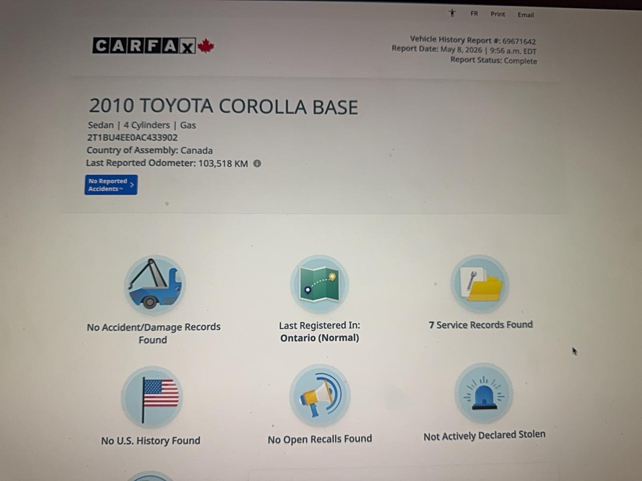 2010 Toyota Corolla CE Photo