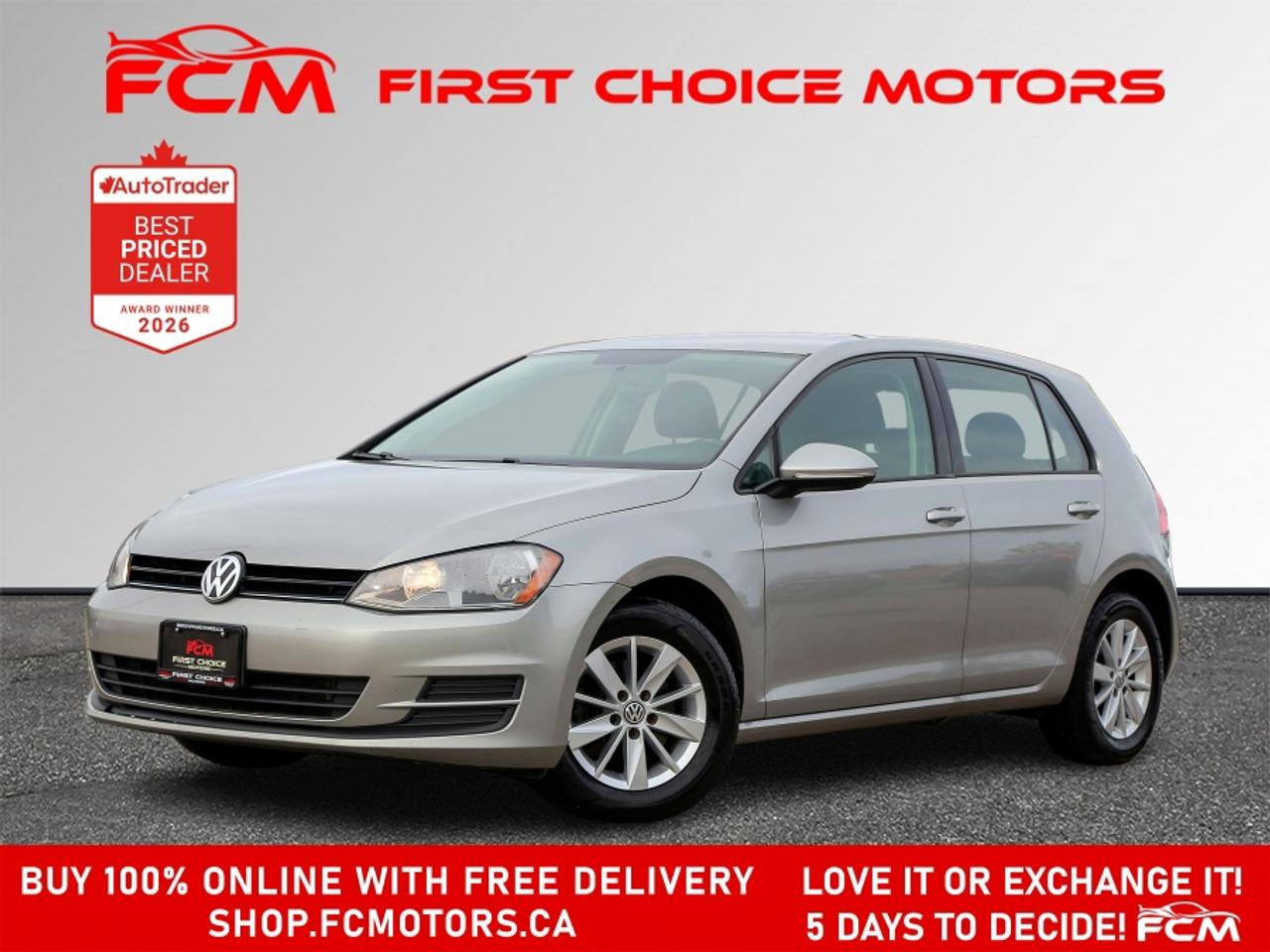 ** ** SPECIAL LIMITED TIME OFFER ** ** PURCHASE ANY VEHICLE THIS WEEK AND RECEIVE 4 BRAND-NEW ALL-SEASON TIRES AT NO ADDITIONAL COST!!! DON   T MISS THIS EXCLUSIVE CHANCE TO UPGRADE YOUR RIDE AND STAY PREPARED FOR ANY WEATHER!!! <br><br>EXCITING NEWS FROM FIRST CHOICE MOTORS! Our brand-new online showroom is now open to the public, bringing the ultimate car shopping experience right to your fingertips! Enjoy a 100% online car shopping experience, with over 500 certified vehicles in stock, comprehensive protection plans, and thousands of new auto parts & accessories available! Plus, for a limited time, were offering FREE deliveries across Ontario on all vehicle purchases! Dont miss out   visit Shop.fcmotors.ca to find and upgrade your perfect vehicle today!<br><br>Welcome to First Choice Motors, the largest car dealership in Toronto of pre-owned cars, SUVs, and vans priced between $5000-$15,000. With an impressive inventory of over 300 vehicles in stock, we are dedicated to providing our customers with a vast selection of affordable and reliable options. <br><br>Were thrilled to offer a used 2015 Volkswagen Golf TRENDLINE, silver color with 249,000km (STK#9885) This vehicle was $7490 NOW ON SALE FOR $6990. It is equipped with the following features:<br>- Automatic Transmission<br>- Hatchback<br>- Heated seats<br>- Bluetooth<br>- Alloy wheels<br>- Power windows<br>- Power locks<br>- Power mirrors<br>- Air Conditioning<br><br>At First Choice Motors, we believe in providing quality vehicles that our customers can depend on. All our vehicles come with a 36-day guarantee on all safety related items. We also offer additional warranty options up to 5 years for our customers who want extra peace of mind.<br><br>Furthermore, all our vehicles are sold fully certified with brand new brakes rotors and pads, a fresh oil change, and brand new set of all-season tires installed & balanced. You can be confident that this car is in excellent condition and ready to hit the road.<br><br>At First Choice Motors, we believe that everyone deserves a chance to own a reliable and affordable vehicle. Thats why we offer financing options with low interest rates starting at 7.9% O.A.C. Were proud to approve all customers, including those with bad credit, no credit, students, and even 9 socials. Our finance team is dedicated to finding the best financing option for you and making the car buying process as smooth and stress-free as possible.<br><br>Our dealership is open 7 days a week to provide you with the best customer service possible. We carry the largest selection of used vehicles for sale under $9990 in all of Ontario. We stock over 300 cars, mostly Hyundai, Chevrolet, Mazda, Honda, Volkswagen, Toyota, Ford, Dodge, Kia, Mitsubishi, Acura, Lexus, and more. With our ongoing sale, you can find your dream car at a price you can afford. Come visit us today and experience why we are the best choice for your next used car purchase!<br><br>All prices include $22.00 OMVIC Fee.  Excludes, license plates, ownership registration and ONTARIO HST (13%)<br>*No Credit Card payments can be accepted for Vehicle Purchases*