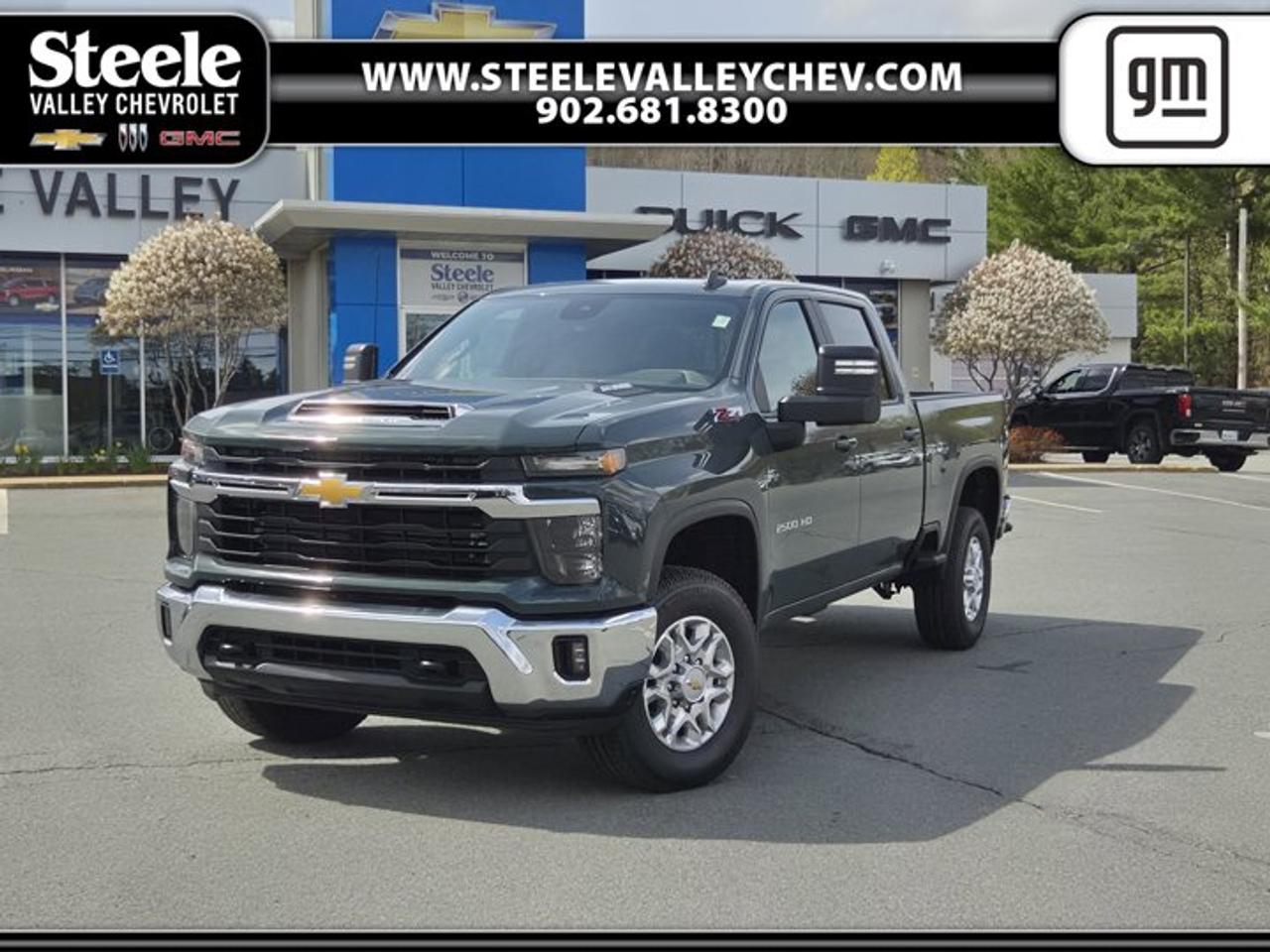 WHEELS, 18 (45.7 CM) MACHINED ALUMINUM with Silver painted accents, 6-spoke, TRANSMISSION, 10-SPEED AUTOMATIC, TIRES, LT275/70R18E ALL-TERRAIN, BLACKWALL, TAILGATE, GATE FUNCTION POWER UP/DOWN with power lock and release, REMOTE START PACKAGE includes (BTV) Remote Start, (UTJ) Theft Deterrent System and (C49) rear-window defogger, REAR AXLE, 3.42 RATIO, MAX TRAILERING PACKAGE includes 3500 HD Frame, 3500 HD Leaf Springs, 12 Rear axle and 3500 HD Shock Package, LT PREFERRED EQUIPMENT GROUP includes standard equipment, LPO, ALL-WEATHER FLOOR LINERS 1st and 2nd rows, (includes Z71 logo on front mats), LEATHER PACKAGE Includes (SNR) Up-level Rear Seat with Storage Package.). This Chevrolet Silverado 2500HD has a dependable Turbocharged Diesel V8 6.6L/ engine powering this Automatic transmission.* Experience a Fully-Loaded Chevrolet Silverado 2500HD LT *HEAT PACKAGE includes (KA1) Heated driver and passenger seats and (KI3) Heated steering wheel, GOOSENECK/5TH WHEEL PREP PACKAGE Hitch platform to accept Gooseneck or 5th Wheel hitch. Includes hitch platform with tray to accept ball, stamped bed holes with removable caps installed and bed mounted 7-pin trailer harness (similar to UY2 harness). (Includes (CGN) Chevytec spray-on bedliner., CONVENIENCE PACKAGE includes (UF2) Cargo bed LED lighting, (CJ2) dual-zone automatic climate control, (A2X) 10-way power driver seat including power lumbar, (N37) manual tilt/telescoping steering column, (T3U) LED fog lamps , Wireless phone projection for Apple CarPlay and Android Auto, Windows, power rear, express down (Not available with Regular Cab models.), Window, power front, passenger express down, Window, power front, drivers express up/down, Wi-Fi Hotspot capable (Terms and limitations apply. See onstar.ca or dealer for details.), USB ports, rear, dual, charge-only, USB Ports, 2, Charge/Data ports located on instrument panel, Transmission, 10-Speed automatic (Standard with (L8T) 6.6L V8 gas engine.), Transfer case, two-speed electronic shift with push button controls, Trailer brake controller, integrated, Tire, spare LT245/75R17E all-season, blackwall (Included and only available with (QHQ) LT245/75R17E all-season, blackwall tires with (E63) Durabed, pickup bed. Available to order when (ZW9) pickup bed delete and (QHQ) LT245/75R17E all-season, blackwall tires are ordered.), Tire Pressure Monitoring System, Tire carrier lock keyed cylinder lock that utilizes same key as ignition and door (Deleted with (ZW9) pickup bed delete.), Teen Driver a configurable feature that lets you activate customizable vehicle settings associated with a key fob, to help encourage safe driving behaviour. It can limit certain available vehicle features, and it prevents certain safety systems from being turned off. An in-vehicle report card gives you information on driving habits and helps you to continue to coach your new driver, Taillamps with incandescent tail, stop and reverse lights, Tailgate, standard (Deleted with (ZW9) pickup bed delete.), Tailgate and bed rail protection cap, top.* Visit Us Today *Live a little- stop by Steele Valley Chevrolet Buick GMC Cadillac located at 9184 Commercial Street, New Minas, NS, NS B4N3V9 to make this car yours today!*Disclaimer*Please verify all information with a Steele Valley representative.