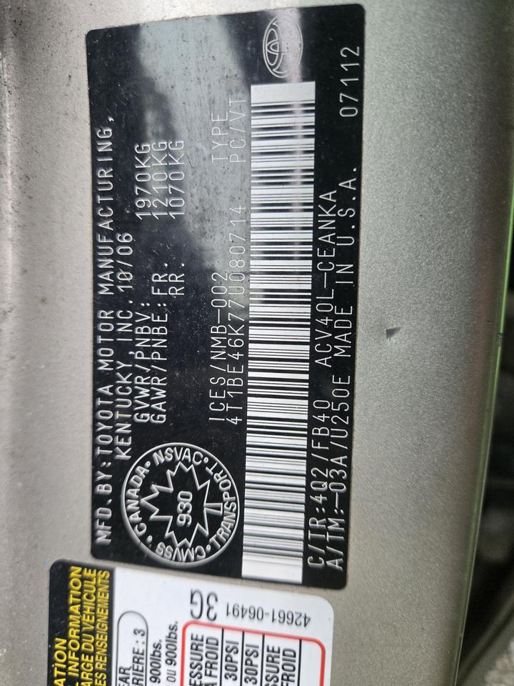 2007 Toyota Camry LE Photo