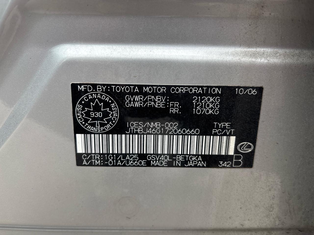 2007 Lexus ES 350 4dr Sdn Photo