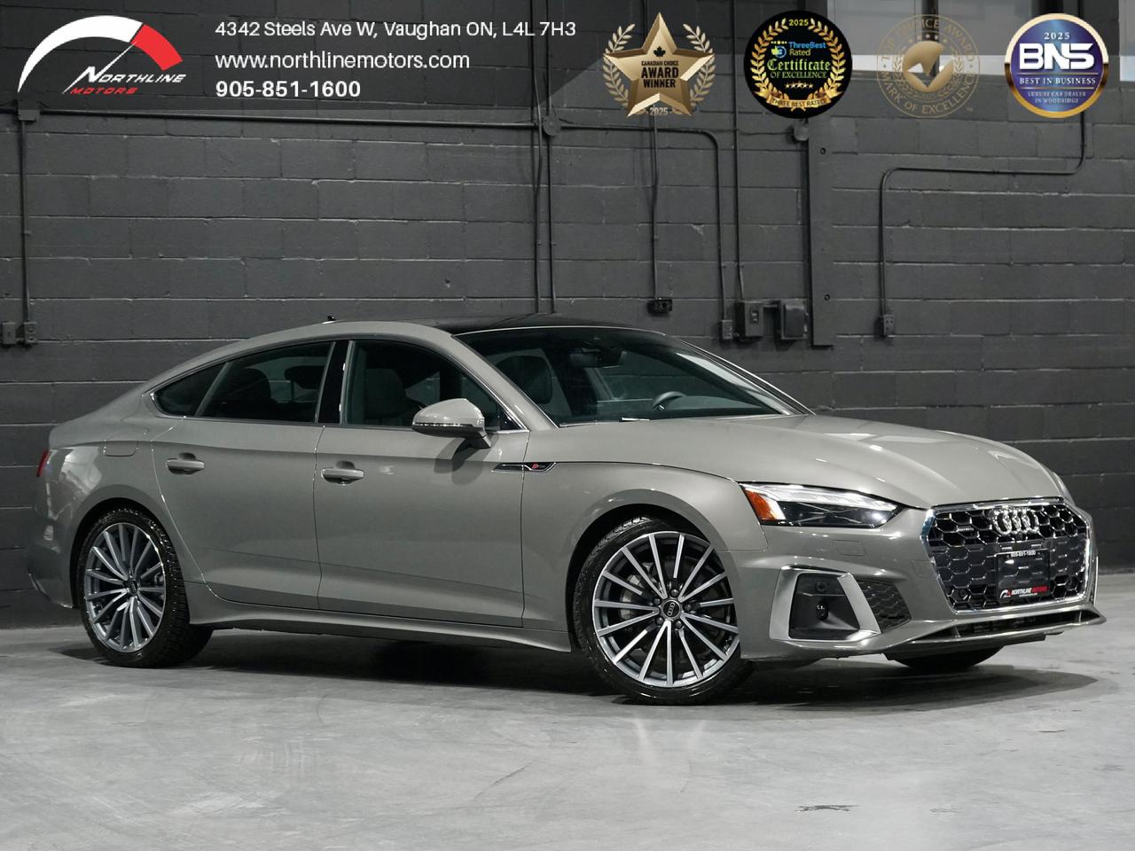 -2.0L Turbocharged TFSI Engine (45 TFSI &ndash; 261 hp)
-7-Speed S tronic Transmission
-quattro All-Wheel Drive
-Audi Drive Select (Comfort / Auto / Dynamic / Individual)
-Paddle Shifters
-Eco Start/Stop System
-Electromechanical Power Steering
-Panoramic Sunroof 
-S line Exterior Styling Package
-LED Headlights with Signature DRL
-LED Rear Lights with Dynamic Indicators
-Power Folding Heated Mirrors
-Auto-Dimming Exterior Mirrors
-Rain-Sensing Wipers
-Power Liftgate (Sportback)
-S line Badging & Sport Body Kit
-S line Sport Seats (Leather / Leatherette)
-Heated Front Seats
-Memory Front Seats 
-Heated Steering Wheel
-Three-Zone Automatic Climate Control
-Ambient Interior Lighting Package
-Aluminum  Interior Trim 
-Power Adjustable Front Seats
-Keyless Entry & Push Button Start
-MMI Navigation Plus with Touch
-Audi Virtual Cockpit Plus (Digital Cluster)
-Bang & Olufsen Premium Sound System
-Apple CarPlay
-Android Auto
-Bluetooth Connectivity
-Audio Voice Control (&ldquo;Hey Audi&rdquo;)
-USB-C Charging Ports
-Rearview Camera
-Front & Rear Parking Sensors
-Park Assist System
-360&deg; Camera 
-Adaptive Cruise Control
-Lane Departure Warning
-Active Lane Assist
-Audi Side Assist (Blind Spot Monitoring)
-Audi Pre Sense Front & Rear
-Forward Collision Warning
-Distance Warning System
-Speed Warning
-Driver Fatigue Monitoring
-Emergency Braking Assist
-Exit Warning System

***QUALIFY FOR A 4 YEAR WARRANTY ON OUR VEHICLES TODAY!!!


Northline Motors is a 5 star, family-owned dealership that prides itself on strong family values and a commitment to excellence. As consecutive winners of the Peoples Top Choice Award in the GTA, recognized as one of the Top Three Best Dealers in Vaughan by Top Three Rated, named Best Canadian Business by the Canada Business Review Board, and accredited by the Better Business Bureau with an A+ rating, our dedication to quality truly stands out. Weve also been honored with the Readers Choice Award in Vaughan. Visit our website for weekly updates on our exciting inventory, or stop by our pressure free, friendly showrooms - coffee and tea are always on us-to experience luxury, comfort, and innovation firsthand. With over 12 years of industry experience, we understand your needs and work tirelessly to deliver an exceptional experience every time. Our competitive prices and extensive selection of premium vehicles are backed by full transparency, comprehensive vehicle history reports, extended warranties, and aftermarket services. Serving customers nationwide, we invite you to call or visit today and become part of the ever growing Northline family. 

Please note: Prices exclude applicable taxes and licensing fees. All vehicles, unless otherwise specified, can be certified for an additional $999; otherwise, as per OMVIC regulations, the vehicle is not drivable, certified, or e tested. 

Although every effort is made to ensure the information provided is accurate and up-to-date, we do not take responsibility for any errors, omissions, or typographical mistakes found on our pages, including vehicle options. Additionally, prices are subject to change without notice. To ensure you have the most up-to-date information, please contact our sales team.