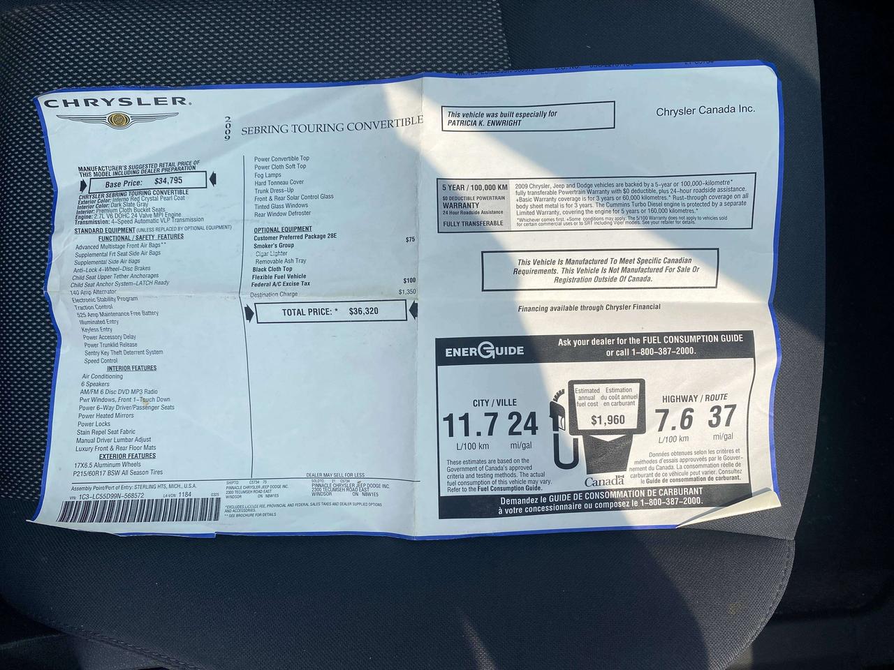 2009 Chrysler Sebring TOURING, SOLD AS IS, NOT INSPECTED FOR SAFETY! Photo