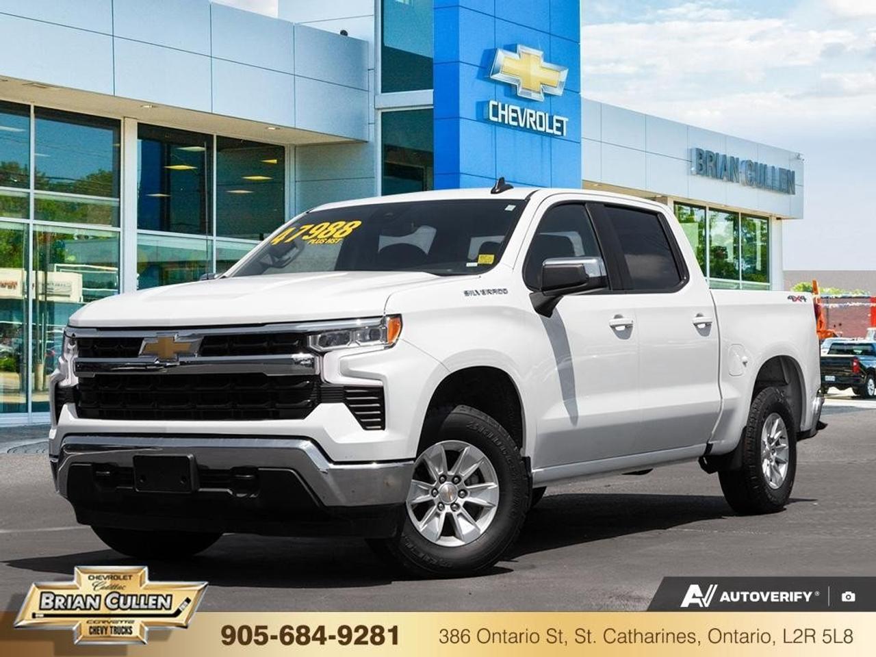 <span style=color:rgb  58 , 58 , 58  ><strong>Special Sale price listed is available to finance purchases only on approved credit. Price of vehicle may differ with other forms of payment. </strong></span>
The 2025 Chevrolet Silverado 1500 LT in stunning white is a powerful 4x4 truck that delivers impressive handling and performance. Equipped with the robust 2.7L TurboMax engine, this Silverado packs 310 horsepower and offers over 400 lb-ft of torque for a commanding drive.
The rugged exterior is matched with the refined interior, featuring heated front seats, a heated steering wheel, and heated mirrors for comfort in any weather. The crew cab provides ample space for passengers and cargo, making it perfect for any task or adventure.
Cutting-edge technology complements the Silverados rugged nature with a suite of features including a backup camera, Bluetooth connection, and smart device integration. Navigate with ease using the onboard navigation system, and enjoy entertainment options with satellite radio and a Wi-Fi hotspot. Safety features such as lane assist and keyless entry provide peace of mind, while remote start and power seats enhance everyday convenience.
This vehicle is perfect for anyone seeking a robust, versatile truck for work or play. Contact Brian Cullen Motors today to learn more and schedule a test drive.