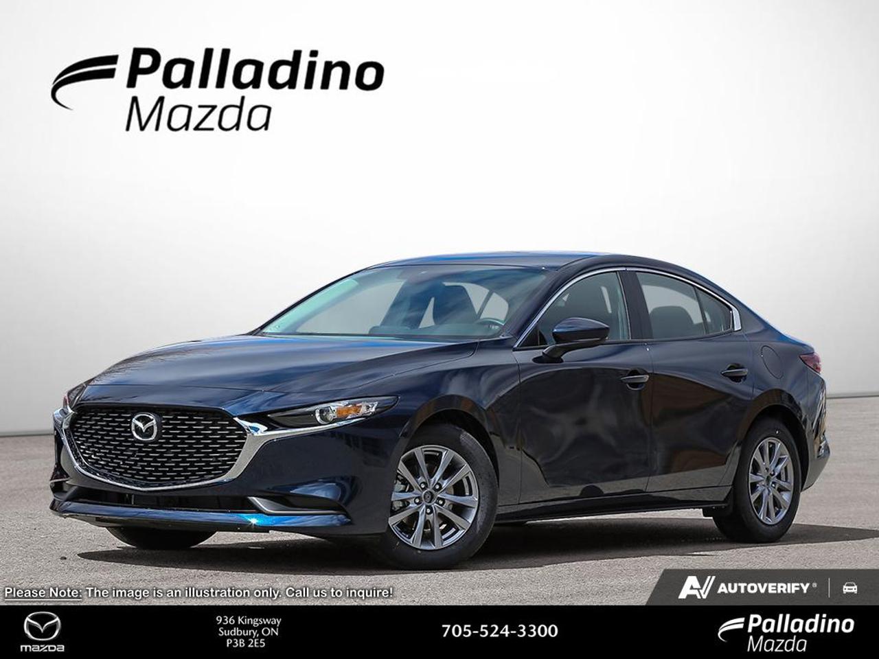 Fresh, refined, and built for daily confidence, this brand new 2026 Mazda Mazda3 GX sedan delivers a smart balance of value, comfort, and driving enjoyment. Finished in Blue with a Black interior, it brings clean design and proven engineering to every trip around Greater Sudbury and beyond.

Under the hood, the 2026 Mazda Mazda3 GX features a 2.5-litre SKYACTIV-G DOHC 16-valve I4 engine paired with a 6-Speed SKYACTIV-Drive automatic transmission. Front-wheel drive helps keep the drive smooth and predictable, while the sedan body style adds easy city use, solid highway manners, and practical everyday versatility.

FEATURES OF THE Mazda3 GX

»» Brand new sedan with Blue finish
»» 2.5-litre SKYACTIV-G four-cylinder engine
»» 6-Speed SKYACTIV-Drive automatic transmission
»» Front-wheel drive for daily confidence

ADVANCED SAFETY FEATURES

»» Engineered body structure helps absorb impacts
»» Advanced airbags support occupant protection
»» Stability control helps maintain intended direction
»» Traction control supports grip on roads

PERFORMANCE AND EFFICIENCY

»» 2.5-litre engine delivers smooth everyday power
»» Automatic transmission supports easy commuting
»» Front-wheel drive offers balanced road manners
»» SKYACTIV engineering promotes smart fuel use

COMFORT AND CONVENIENCE

»» Four-door sedan layout aids easy access
»» Comfortable cabin suits daily driving needs
»» Black interior offers clean modern style
»» Practical design supports driver-focused usability

TECHNOLOGY AND CONNECTIVITY

»» Clear driver displays support quick information
»» User-friendly controls help reduce distraction
»» Modern Mazda engineering supports daily confidence
»» Smart cabin layout keeps essentials nearby

CARGO SPACE

»» Sedan trunk suits groceries and gear
»» Rear cargo area supports daily errands
»» Wide opening helps load common items
»» Practical storage fits busy lifestyles well

WHAT OTHER OWNERS LIKE

»» Confident handling in city and highway
»» Comfortable ride for daily commuting
»» Strong value with upscale overall feel
»» Easy-to-use layout and controls throughout

For drivers shopping at Palladino Mazda, this brand new sedan is a compelling choice. The 2026 Mazda Mazda3 GX offers the kind of polished road feel, efficient design, and everyday practicality that make each drive more enjoyable without adding unnecessary complexity.

Its Blue exterior gives this sedan a fresh and modern look, while the Black interior keeps the cabin timeless and easy to live with. The result is a vehicle that feels right at home in a driveway, at the office, or on weekend trips across Northern Ontario.

With its 2.5-litre engine, 6-Speed SKYACTIV-Drive automatic transmission, and front-wheel drive layout, this 2026 Mazda Mazda3 GX is ready to deliver dependable performance in a clean, well-finished package. It is a smart new-car option for drivers who want comfort, quality, and everyday ease from a compact sedan.

This 2026 Mazda Mazda3 GXs VIN is: JM1BPABL0T1884330.

The advertised price is for financing only and applies exclusively to vehicles eligible for financing. Vehicles sold as-is are not eligible for financing and require full payment at purchase. All cash purchases of finance-eligible vehicles will be subject to an additional $2,501.00. This advertised price also does not include taxes and licensing fees. For as-is vehicles: the motor vehicle sold under this contract is being sold as-is and is not represented as being in road worthy condition, mechanically sound or maintained at any guaranteed level of quality.<p> it brings clean design and proven engineering to every trip around Greater Sudbury and beyond.

Under the hood</p>
<p> the 2026 Mazda Mazda3 GX features a 2.5-litre SKYACTIV-G DOHC 16-valve I4 engine paired with a 6-Speed SKYACTIV-Drive automatic transmission. Front-wheel drive helps keep the drive smooth and predictable</p>
<p> and practical everyday versatility.

FEATURES OF THE Mazda3 GX

»» Brand new sedan with Blue finish
»» 2.5-litre SKYACTIV-G four-cylinder engine
»» 6-Speed SKYACTIV-Drive automatic transmission
»» Front-wheel drive for daily confidence

ADVANCED SAFETY FEATURES

»» Engineered body structure helps absorb impacts
»» Advanced airbags support occupant protection
»» Stability control helps maintain intended direction
»» Traction control supports grip on roads

PERFORMANCE AND EFFICIENCY

»» 2.5-litre engine delivers smooth everyday power
»» Automatic transmission supports easy commuting
»» Front-wheel drive offers balanced road manners
»» SKYACTIV engineering promotes smart fuel use

COMFORT AND CONVENIENCE

»» Four-door sedan layout aids easy access
»» Comfortable cabin suits daily driving needs
»» Black interior offers clean modern style
»» Practical design supports driver-focused usability

TECHNOLOGY AND CONNECTIVITY

»» Clear driver displays support quick information
»» User-friendly controls help reduce distraction
»» Modern Mazda engineering supports daily confidence
»» Smart cabin layout keeps essentials nearby

CARGO SPACE

»» Sedan trunk suits groceries and gear
»» Rear cargo area supports daily errands
»» Wide opening helps load common items
»» Practical storage fits busy lifestyles well

WHAT OTHER OWNERS LIKE

»» Confident handling in city and highway
»» Comfortable ride for daily commuting
»» Strong value with upscale overall feel
»» Easy-to-use layout and controls throughout

For drivers shopping at Palladino Mazda</p>
<p> this brand new sedan is a compelling choice. The 2026 Mazda Mazda3 GX offers the kind of polished road feel</p>
<p> and everyday practicality that make each drive more enjoyable without adding unnecessary complexity.

Its Blue exterior gives this sedan a fresh and modern look</p>
<p> while the Black interior keeps the cabin timeless and easy to live with. The result is a vehicle that feels right at home in a driveway</p>
<p> and everyday ease from a compact sedan.

This 2026 Mazda Mazda3 GXs VIN is: JM1BPABL0T1884330.

The advertised price is for financing only and applies exclusively to vehicles eligible for financing. Vehicles sold as-is are not eligible for financing and require full payment at purchase. All cash purchases of finance-eligible vehicles will be subject to an additional $2</p>
<p>501.00. This advertised price also does not include taxes and licensing fees. For as-is vehicles: the motor vehicle sold under this contract is being sold as-is and is not represented as being in road worthy condition</p>
