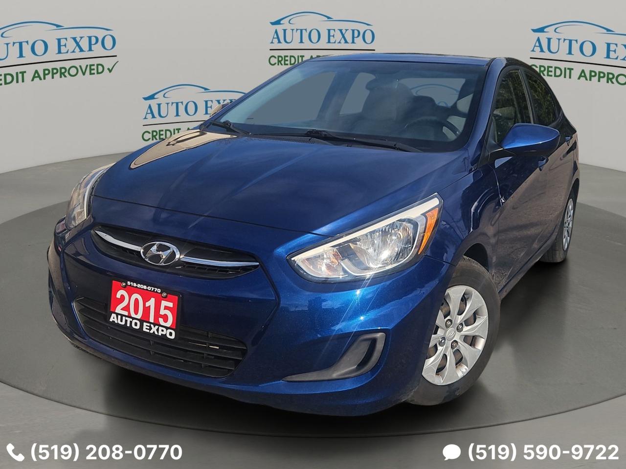 <p>Looking for an affordable and reliable ride? Auto Expo Inc. has the perfect solution for you: a sharp blue 2015 Hyundai Accent sedan. This compact car is ideal for navigating city streets or embarking on weekend adventures, all while keeping your budget in mind. With its sleek blue exterior and comfortable grey interior, youll be cruising in style. Plus, this Accent comes equipped with a smooth automatic transmission, making every drive a breeze. It&rsquo;s ready to hit the road with 126,000 kilometers on the odometer, offering plenty of life left for many more journeys.</p><p>This 2015 Hyundai Accent is more than just a car; its a smart choice for savvy drivers. It offers a fantastic blend of practicality and modern conveniences that make it a joy to own and drive. Whether youre a new driver looking for your first vehicle, or a seasoned motorist seeking an economical second car, this Accent delivers. Auto Expo Inc. is proud to offer this well-maintained sedan, a testament to its commitment to providing quality used vehicles.</p><p>Here are five features that make this 2015 Hyundai Accent truly shine:</p><ul><li><strong>Certified Pre-Owned:</strong> Drive with absolute peace of mind, knowing this Accent has passed a rigorous inspection and is certified.</li><li><strong>Keyless Entry:</strong> Skip the fumbling for keys and unlock your doors with ease &ndash; pure convenience at your fingertips.</li><li><strong>Bluetooth Connectivity:</strong> Stay connected on the go by seamlessly pairing your smartphone for hands-free calls and audio streaming.</li><li><strong>Winter Tires Included:</strong> Be prepared for whatever winter throws your way with a set of winter tires already on the vehicle, saving you time and money.</li><li><strong>Air Conditioning:</strong> Keep your cool during those warmer months with the efficient and effective air conditioning system.</li></ul><p><strong><em>Powered by AutoIntelligence&trade;</em></strong></p><p>Vehicle information has been generated using artificial intelligence and is provided for informational purposes only. While efforts are made to ensure accuracy, please confirm all details directly with the dealer.</p><p>If the ad is online, then it is available, and this Unit will not disappoint you.</p><p>We Finance,,,</p><p>OMVIC Licensed, UCDA & Carfax Member,,,</p><p>We specialize in domestic and imported vehicles! Our wide selection offers something for every need and budget! Visit us @ 450 Belmont Ave West, Kitchener!</p>