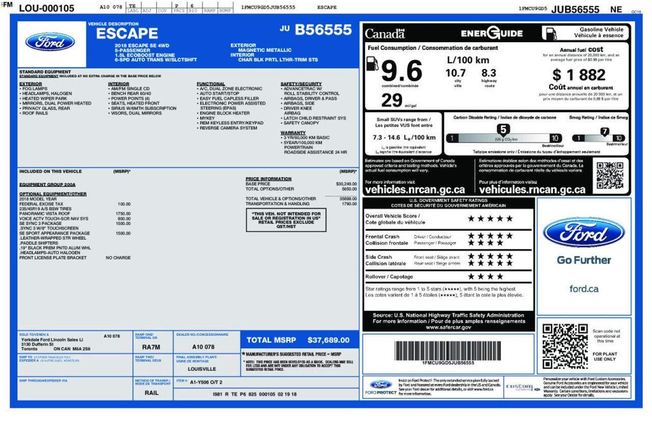 2018 Ford Escape $5600 In Factory Upgrades  Sport Appearance   Pano Photo
