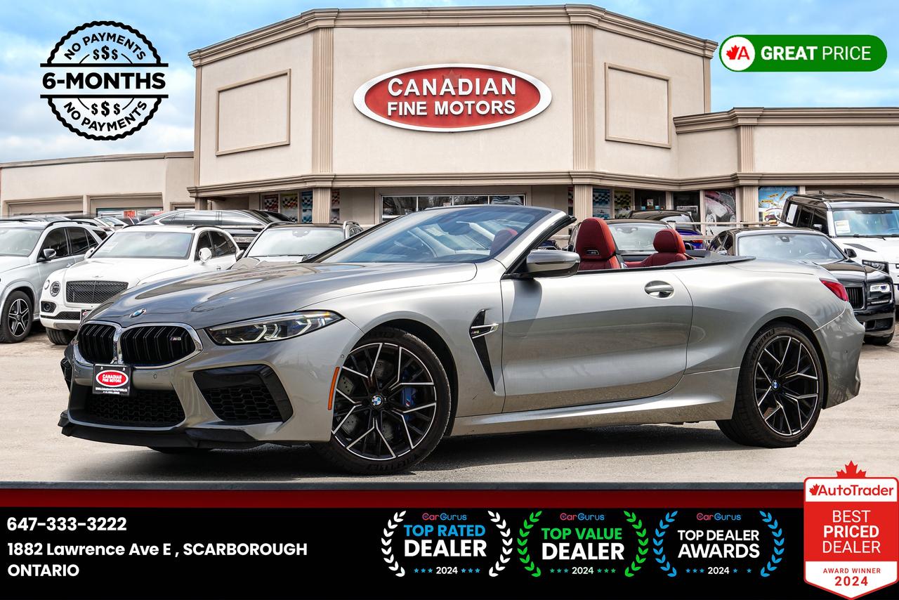 <p>ENJOY 6 MONTHS NO PAYMENT!!<br><br><br>BMW INSPECTION AVAILABLE UPON REQUEST!!<br>***CARFAX VERIFIED UPON REQUEST***<br><br><br>GREY OVER RED LEATHER INT,<br><br><br>CONVERTIBLE, CARBON FIBER, HEADS UP DISPLAY, NAVIGATION, HEATED SEATS, REAR, AIR CONDITIONING, CRUISE CTRL, CLIMATE CONTROL, TILT WHEEL, BACKUP CAMERA, BLUETOOTH, TRACTION CONTROL, AND MORE!<br><br><br>PRICE EXCLUDES ALL APPLICABLE TAXES AND LICENSING. ALL VEHICLES, UNLESS OTHERWISE SPECIFIED CAN BE CERTIFIED FOR AN ADDITIONAL COST OF $695. OTHERWISE AS PER REGULATIONS THE VEHICLE IS NOT CERTIFIED NOT DRIVABLE.<br><br><br>**PRICE ADVERTISED ONLINE HAS A $1500 FINANCE PURCHASING CREDIT, CASH PRICE MAY DIFFER. PLEASE CONTACT THE DEALER FOR MORE INFORMATION ON CASH PURCHASE. *DO NOT REFER TO CALCULATE MY PAYMENT TAB FOR CASH PURCHASE. **<br><br><br>***FINANCING AVAILABLE**DEFERRAL OPTION AVAILABLE UP TO 6 MONTHS (NO PAYMENTS FOR 6 MONTHS)**INTEREST NOT INCLUDED IN DEFERRAL & EXTRA SUBJECT TO O.A.C</p>