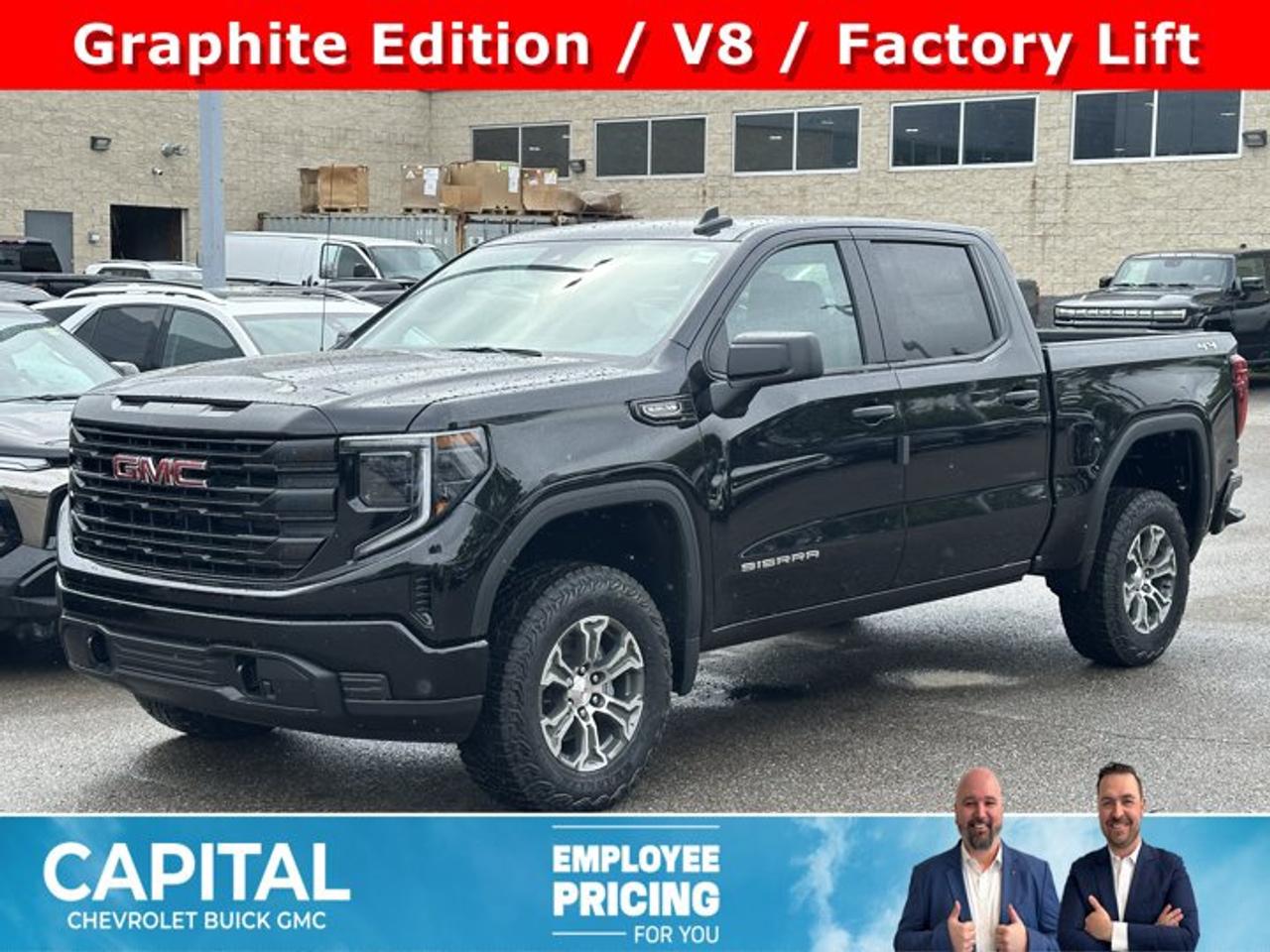 This GMC Sierra 1500 boasts a Gas V8 5.3L/325 engine powering this Automatic transmission. ENGINE, 5.3L ECOTEC3 V8 (355 hp [265 kW] @ 5600 rpm, 383 lb-ft of torque [518 Nm] @ 4100 rpm); featuring Dynamic Fuel Management (Includes (KW7) 170-amp alternator and (MHT) 10-speed automatic transmission., Wireless, Apple CarPlay / Wireless Android Auto, Windows, power rear, express down (Not available on Regular Cab models.).* This GMC Sierra 1500 Features the Following Options *Windows, power front, drivers express up/down, Window, power front, passenger express down, Wi-Fi Hotspot capable (Terms and limitations apply. See onstar.ca or dealer for details.), Wheels, 17 x 8 (43.2 cm x 20.3 cm) painted steel, Silver, Wheel, 17 x 8 (43.2 cm x 20.3 cm) full-size, steel spare, USB ports, 2, Charge/Data ports located on instrument panel, Transfer case, single speed, electronic Autotrac with push button control (4WD models only), Tires, 255/70R17 all-season, blackwall, Tire, spare 255/70R17 all-season, blackwall (Included with (QBN) 255/70R17 all-season, blackwall tires.), Tire Pressure Monitoring System, auto learn includes Tire Fill Alert (does not apply to spare tire).* Visit Us Today *For a must-own GMC Sierra 1500 come see us at Capital Chevrolet Buick GMC Inc., 13103 Lake Fraser Drive SE, Calgary, AB T2J 3H5. Just minutes away!