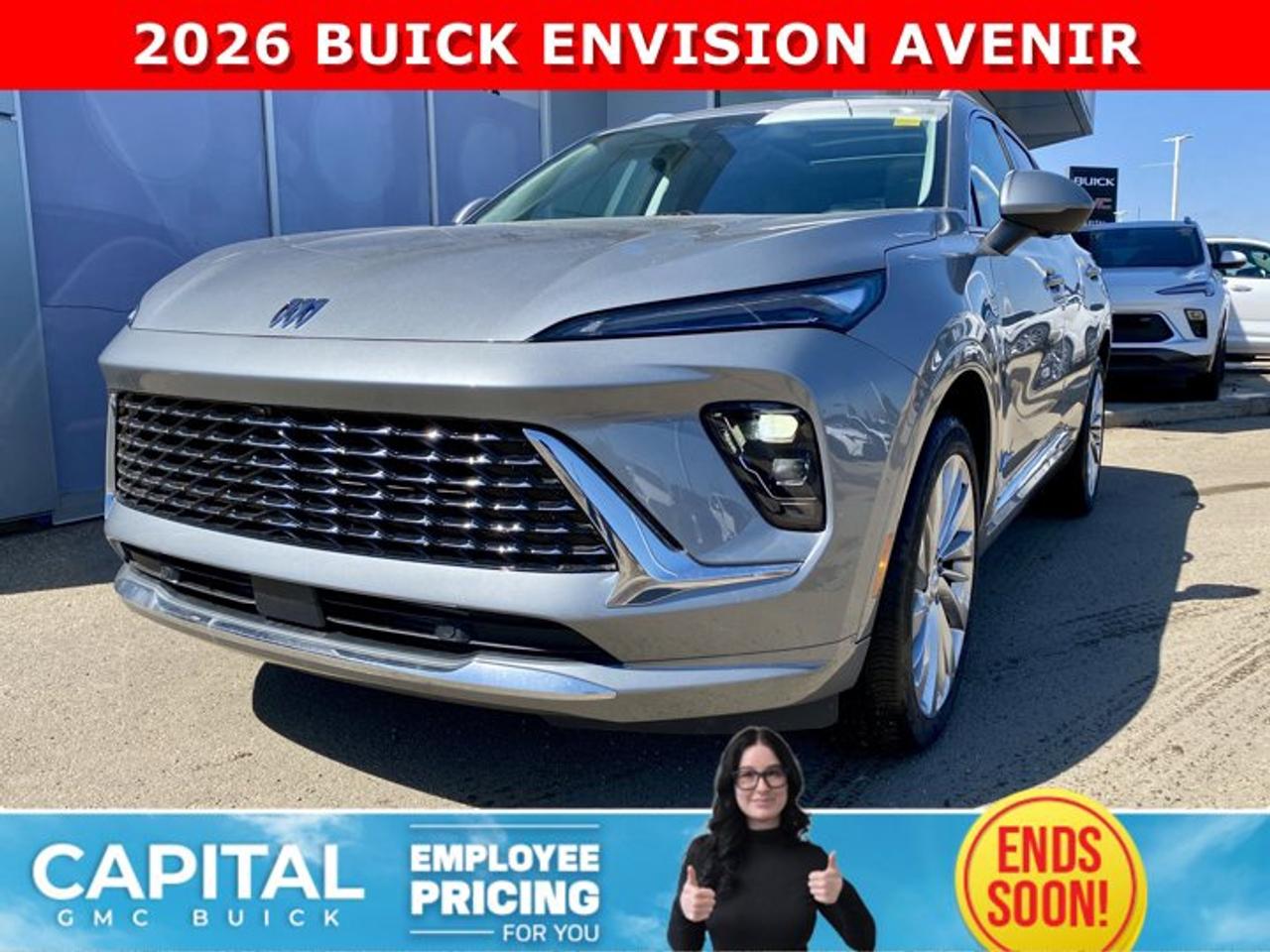 THIS 2026 Buick Envision Avenir AWD is the perfect SUV and comes loaded with options like MASSAGING SEAT, Heated and Cooled Seats, Heated Steering, Remote Start, 360 Camera, Rear Camera Mirror, Power Liftgate, Panoramic Sunroof, Heads-Up Display, Adaptive Cruise Control, Bose Stereo, a Ton of safety features and so much more... CALL NOWAsk for the Internet Department for more information or book your test drive today! Text 587-400-9276 for fast answers at your fingertips!AMVIC Licensed Dealer - Licence Number B1044900