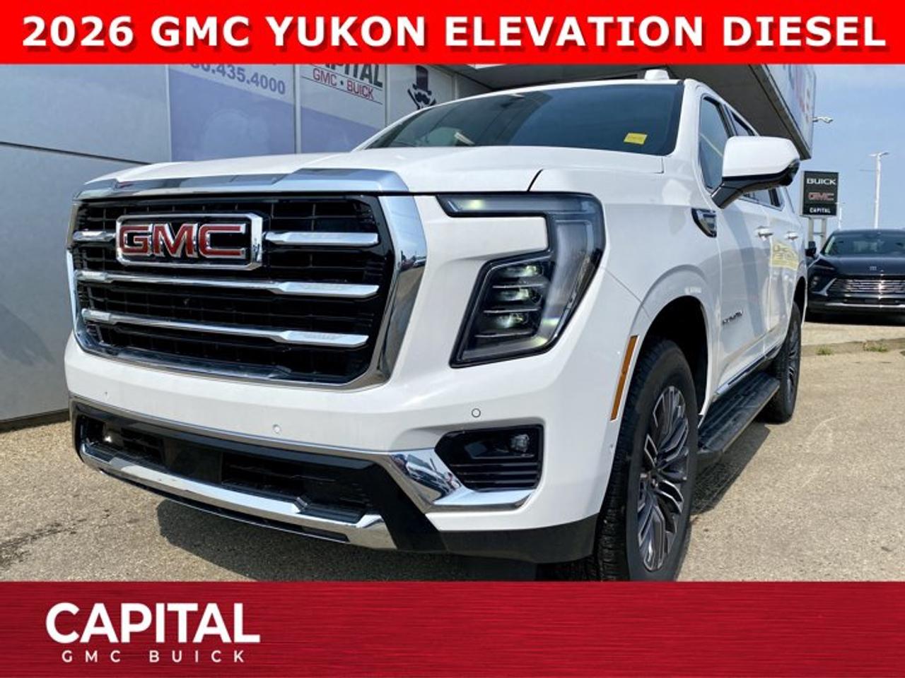 Check out this limited production 2026 Yukon Elevation Duramax Diesel... This 3 row SUV gets incredible fuel mileage and has incredible options like Heated Steering, Heated and Cooled Seats, Heated 2nd row buckets, Elevation Premium Package, Panoramic Sunroof, Power Sliding Center Console, Rear Streaming Camera Mirror, Dual Rear Media Screens, 360 CAM, Heads-up Display, Super Cruise handsfree Driving, and so much more... Dont miss out on this one CALL NOWAsk for the Internet Department for more information or book your test drive today! Text 507-585-4395 for fast answers at your fingertips!AMVIC Licensed Dealer - Licence Number B1044900