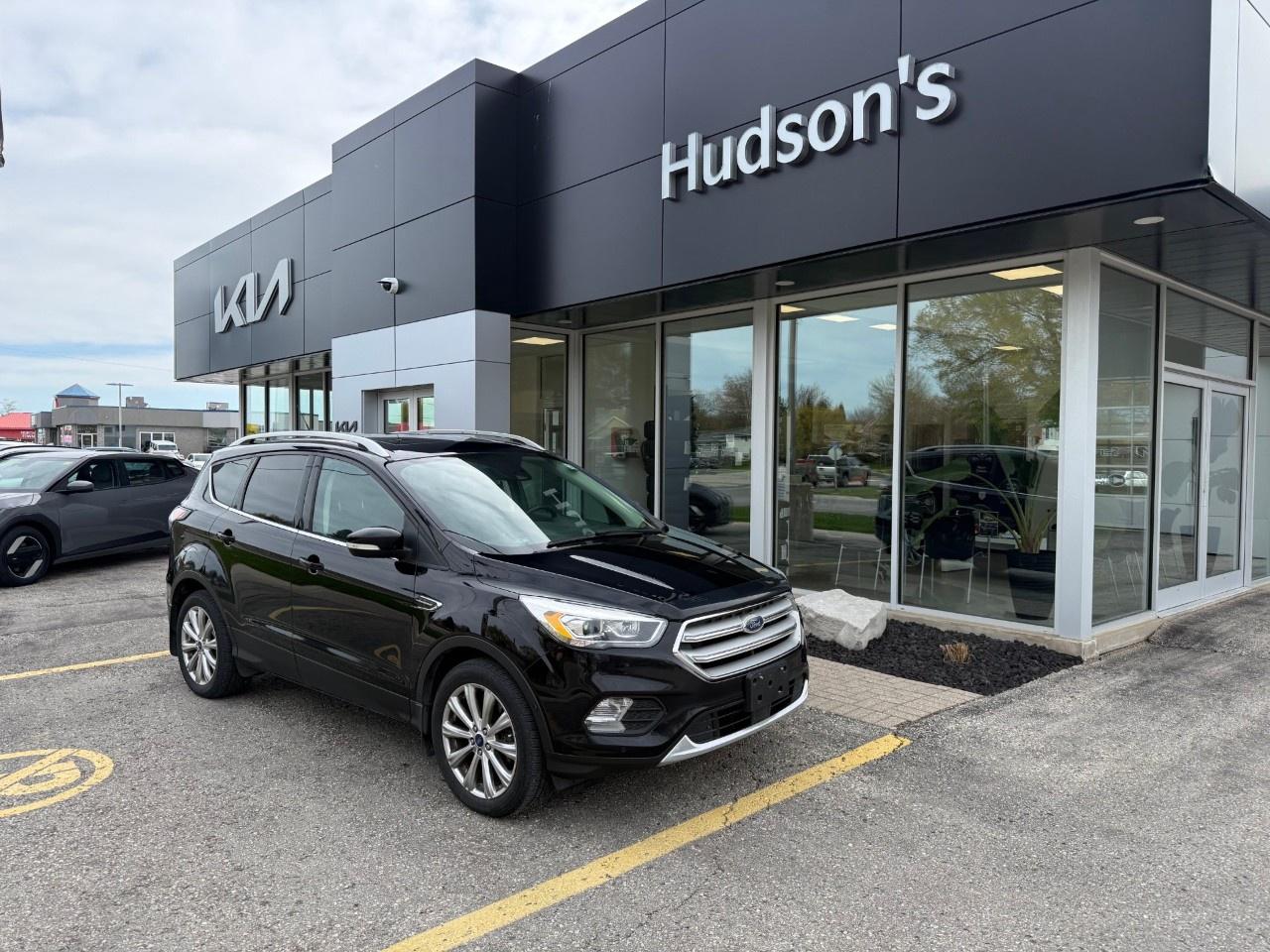 <p><em>This vehicle has a ministry safety.</em></p><p>This Escape also comes with a set of snow tires on black alloy wheels. Other features include a Shadow Black Exterior, Charcoal Black Leather Interior, 2.0L Ecoboost Engine, 6-Speed Automatic Transmission, Panoramic Vista Sunroof, Heated Front Power Adjustable Seats, Auto Start / Stop, My Key, Remote Vehicle Start, Lane Keep Assist System, Blindspot Info System, Intelligent Access, Reverse Camera, Reverse Sensing System, Universal Garage Door Opener, Leather Wrapped Steering Wheel with Mounted Audio Controls, SYNC3 Infotainment Screen with SYNC Connect, Adaptive Cruise Control, Navigation, Sony Audio, Dual-Zone Air Conditioning, Hands Free Liftgate with Foot Activation, Heated Power Adjustable Mirrors with Integrated Turn Signals, Halogen Headlamps, Fog Lamps, Chrome Grille, Roof Rails, Engine Block Heater, 19" Alloy Wheels. </p><p><em>The Larry Hudson Group is a family run automotive organization that has enjoyed growth for over 42 years of business. We have a great selection of new inventory and what we feel are the best reconditioned used cars in Ontario. Hudsons NEED your trade. We can offer you top market value for your current vehicle. Please come and partake in a great buying experience with the Larry Hudson Group in Listowel. FREE CarFax report available with every used vehicle!</em></p>