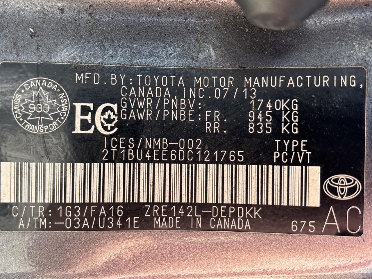 2013 Toyota Corolla 4DR SDN AUTO CE Photo