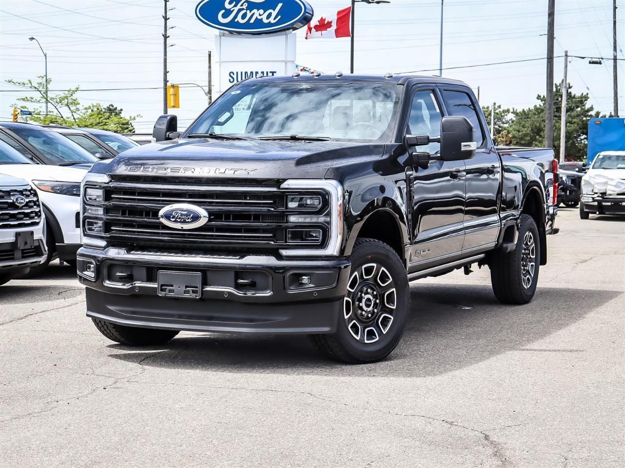 <p>Introducing the 2026 Ford Super Duty F-250 SRW Platinum, a new powerhouse ready to tackle any task with style and confidence. Draped in a sophisticated black color and equipped with a robust 4×4 drivetrain, this truck offers exceptional handling across varied terrains. </p><p>The exterior of this impressive truck is adorned with 20" bright machined and painted aluminum wheels, complemented by an Ebony black painted finish with gloss black hub cover and center ornaments. The Agate Black Metallic body, coupled with practical features like power-deployable running boards and splash guards, adds a touch of elegance and utility. </p><p>Step inside the Platinum 4WD Crew Cab to discover a luxurious interior featuring leather seats and a leather steering wheel. Youll appreciate heated and cooled front seats, as well as a heated steering wheel and rear seats, providing comfort in all seasons. The smart device integration, Bluetooth connection, and a Wi-Fi hotspot keep you connected on the go, while the adaptive cruise control and brake assist enhance your driving safety. </p><p>Under the hood, you'll find the powerful 6.7L 4V OHV Power Stroke V8 Turbo Diesel engine, paired with a TorqShift 10-speed automatic transmission featuring selectable drive modes like tow/haul and off-road  perfect for various driving conditions. Additional features like the Twin Panel Power Moonroof and engine block heater underline the thoughtful design that caters to both comfort and practicality. </p><p>This exceptional truck is ideal for those seeking a blend of power, luxury, and advanced technology. Dont miss the opportunity to own the 2026 Ford Super Duty F-250 SRW Platinum tailored for the rugged Canadian landscape. Contact us today to learn more and schedule your personal test drive.</p>