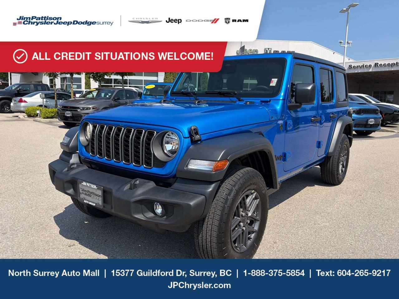 Jim Pattison Chrysler Jeep Dodge is ready to help you find your perfect vehicle. Our team of highly-experienced pros will provide you with the highest level of customer care and we are proud to offer online shopping from the comfort of your home with the new Pick, Price, Purchase Program. Browse our inventory online, create a personal account to track the vehicles youre interested in and the payment options that work best for you. Simple as that! And we will be here to answer all your questions. Visit our website, send us an email or give us a call today and let us get to work for you! -	Price includes freight & PDI, documentation fee ($895), dealer preparation fee ($495), A/C levy ($100), tire levy (up to $32.50), and VSA transaction levy ($10). Finance/lease placement fee ($595) if applicable, GST and PST are additional. Dealer-installed accessories are included, if applicable. Rebates applied after taxes. Rebates applied after taxes. D#30394