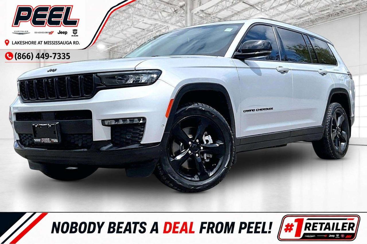 COME SEE WHY NOBODY BEATS A DEAL FROM PEEL! Your Source for ALL make and models used cars and trucks. 2024 Jeep Grand Cherokee L Limited 4X4 | 3.6L V6 | Silver Zynith | Black Appearance Package | Luxury Tech Group II | Dual-pane Panoramic Sunroof | Alpine Premium Audio System | Heated & Ventilated Capri Leatherette Seats | Uconnect 10.1" Touchscreen Display w/ Navigation | 7-passenger Seating w/ Second-row 60/40 Bench Seat | Heated Steering Wheel | Remote Start | Power Liftgate | 360 Surround View Camera | Adaptive Cruise Control | Forward Collision Warning | Blind Spot Monitoring | Integrated Off-road Camera | Wireless Smartphone Charging Pad | Wireless Apple CarPlay & Android Auto One Owner A perfect combination of luxury, space, and modern Jeep capability, this 2024 Jeep Grand Cherokee L Limited 4X4 in Silver Zynith with the Black Appearance Package delivers premium three-row comfort with a sleek, blacked-out look that gives it serious road presence. Powered by the proven 3.6L Pentastar V6, it offers smooth, refined performance and confident AWD capability for everything from daily commuting to long family road trips. Inside, the Luxury Tech Group II transforms the cabin with heated and ventilated Capri leatherette seats, a heated steering wheel, remote start, wireless charging, and a massive dual-pane panoramic sunroof that makes the interior feel bright and open, while the 10.1-inch Uconnect system with navigation, wireless Apple CarPlay and Android Auto, and Alpine premium audio create a clean, upscale, fully connected driving experience. The second-row 60/40 bench maximizes practicality with true 7-passenger seating, making it ideal for growing families or extra cargo flexibility. Advanced driver assistance features like Adaptive Cruise Control, Forward Collision Warning, Blind Spot Monitoring, a 360 Surround View Camera, and an integrated off-road camera make this Grand Cherokee feel incredibly easy to drive despite its size, giving you confidence both in tight parking situations and off the pavement. With a One Owner Carfax history, this is a highly desirable Grand Cherokee L that blends premium comfort, advanced technology, and everyday practicality in one exceptionally well-equipped SUV. ______________________________________________________ FREE CarFax included! Click the CarFax link in the listing to view the report. Our advertised prices are for consumers/end users only and are not intended for dealer, wholesale, exporter, or broker purchases. ______________________________________________________ Peel Chrysler is based in Port Credit, Mississauga, and proudly serves customers across Ontario and Canada, including Toronto, Oakville, North York, Richmond Hill, Ajax, Hamilton, Niagara Falls, Brampton, Scarborough, Vaughan, London, Windsor, Cambridge, Kitchener, Waterloo, Brantford, Sarnia, Pickering, Huntsville, Milton, Woodbridge, Aurora, Newmarket, Orangeville, Georgetown, Markham, North Bay, Sudbury, Barrie, Oshawa, Kingston, Innisfil, and surrounding areas. Browse our selection of used cars, trucks, SUVs, vans, Ram, Jeep, Dodge, Chrysler, FIAT, and all makes and models at peelchrysler.com. ______________________________________________________ Disclaimer: Prices are for consumer/end-user purchases only. Advertised prices are all-in and include all dealer fees and charges, including the $499 loan processing fee where applicable, except HST, Fuel and Licensing, unless otherwise stated. Payments, rates, and terms are subject to approved credit and may change without notice. If a trade-in has an outstanding loan balance and Peel Chrysler is required to facilitate the lien payout, a $349 lien payout fee applies. Most pre-owned vehicles originally come with two keys; however, all Peel Chrysler pre-owned vehicles come standard with one key unless otherwise stated. Vehicle images may be digitally adjusted or enhanced for presentation purposes and may not always reflect the exact appearance of the vehicle. While we make every effort to ensure accuracy, vehicle details, features, options, materials, history, specifications, pricing, availability, and CarFax information should be verified with Peel Chrysler before purchase.