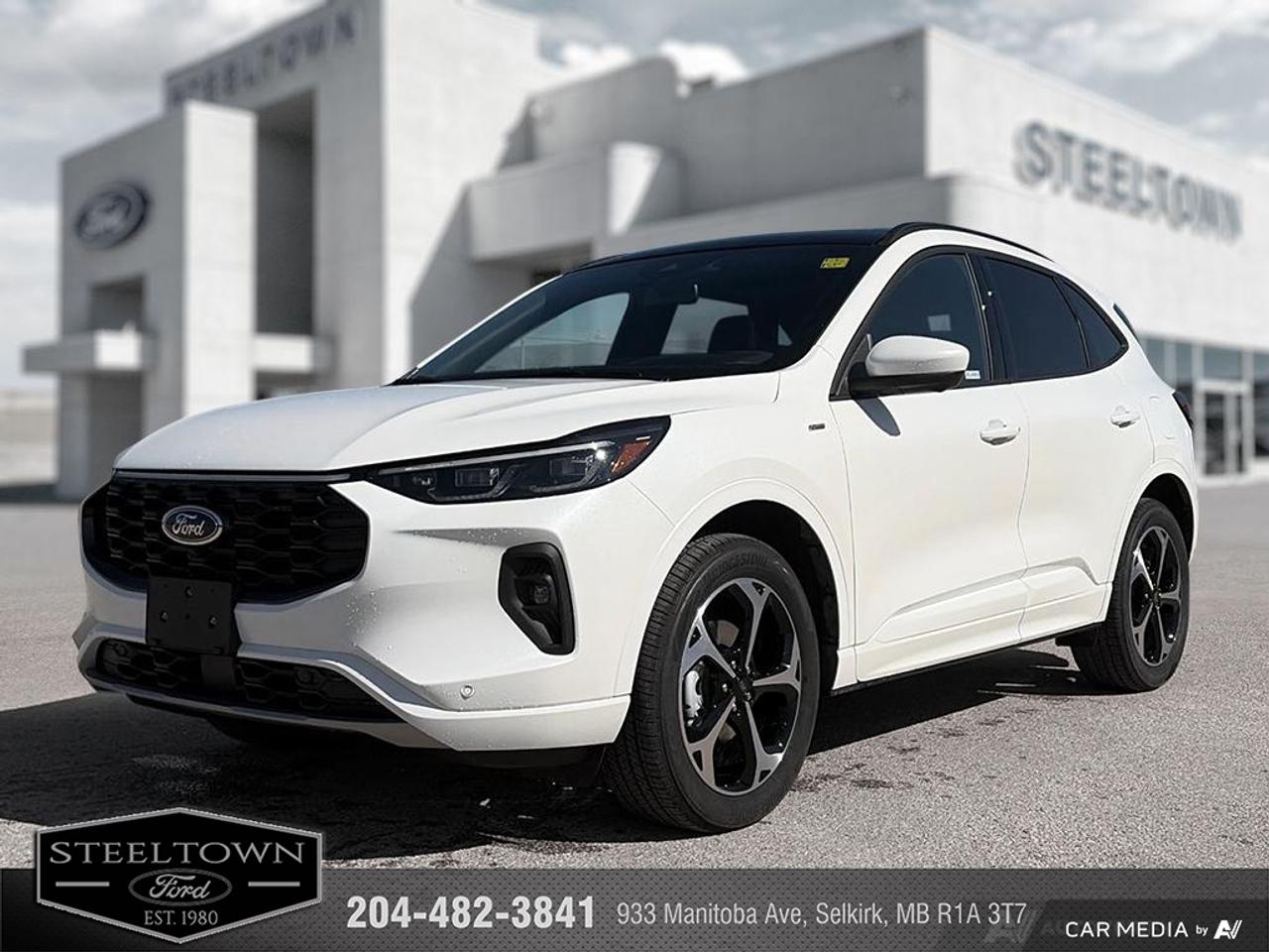 <b>Low Mileage, Navigation,  Adaptive Cruise Control,  360 Camera,  Remote Start,  Heated Seats!</b><br> <br> We value your TIME, we wont waste it or your gas is on us!   We offer extended test drives and if you cant make it out to us we will come straight to you!<br><br><br> <br>Unique and classy, this Ford Escape offers everything youre looking for in a mid sized SUV. This 2025 Ford Escape is for sale today in Selkirk.<br> <br>This Ford Escape was built for an active lifestyle and offers plenty of options for you to hit the road in your own individual style. Whether you need a family SUV for soccer practice, a capable adventure vehicle, or both, the versatile Ford Escape has you covered. Built for those who live on the go, the 2025 Ford Escape is made to be unstoppable.<br> <br>This low mileage SUV has just 282 km. Its White in colour and is completely accident free based on the <a href=https://vhr.carfax.ca/?id=Jvhy/cXeQjHDU3OFlzVQk9+Hq2o62SBb target=_blank>CARFAX Report</a>. It has an Automatic transmission and is powered by a 250HP 2.0L 4 Cylinder Engine. <br> <br> Our Escapes trim level is ST-Line Elite. This range-topping ST-Line Elite features unique exterior styling and upgrades such as inbuilt navigation, adaptive cruise control, a surround camera system, and evasive steering assist. The amazing standard features continue with heated ActiveX synthetic leather seats, a heated leatherette steering wheel, simulated wood interior trim, remote engine start, and an expansive 13.2-inch infotainment screen with wireless Apple CarPlay and Android Auto, SiriusXM satellite radio, and FordPass Connect 4G mobile hotspot internet access. Safety features include blind spot detection, lane keeping assist with lane departure warning, evasive steering assist, forward and rear collision mitigation, and front and rear parking sensors. Additional features include a power liftgate for rear cargo access, aluminum wheels, roof rack rails, LED headlights with automatic high beams, a keypad for extra security, and so much more. This vehicle has been upgraded with the following features: Navigation, Adaptive Cruise Control, 360 Camera, Remote Start, Heated Seats, Apple CarPlay, Android Auto.<br> To view the original window sticker for this vehicle view this <a href=http://www.windowsticker.forddirect.com/windowsticker.pdf?vin=1FMCU9PA7SUA88394 target=_blank>http://www.windowsticker.forddirect.com/windowsticker.pdf?vin=1FMCU9PA7SUA88394</a>. <br/><br> <br>To apply right now for financing use this link: <a href=http://www.steeltownford.com/?https://CreditOnline.dealertrack.ca/Web/Default.aspx?Token=bf62ebad-31a4-49e3-93be-9b163c26b54c&La target=_blank>http://www.steeltownford.com/?https://CreditOnline.dealertrack.ca/Web/Default.aspx?Token=bf62ebad-31a4-49e3-93be-9b163c26b54c&La</a><br> <br/><br>Family owned and operated in Selkirk for 35 Years.  <br>Steeltown Ford is located just 20 minutes North of the Perimeter Hwy, with an onsite banking center that offers free consultations. <br>Ask about our special dealer rates available through all major banks and credit unions.<br><br><br>Steeltown Ford Protect Plus includes:<br>- Life Time Tire Warranty <br>Cars cost less in Selkirk <br><br>Dealer Permit # 1039<br><br><br> Come by and check out our fleet of 100+ used cars and trucks and 170+ new cars and trucks for sale in Selkirk.  o~o