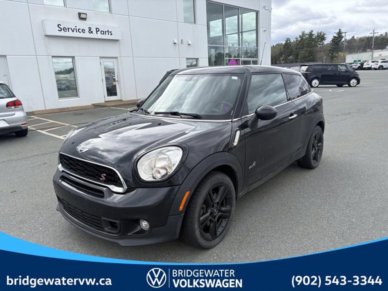 New Price! 2015 MINI Cooper S PacemanALL 4 Certified.This vehicle has passed Motor Vehicle Inspection (MVI) and is road-ready for its next owner. It is being sold without warranty and has not undergone a manufacturer or dealership certification program. Reconditioning & Inspection Includes: Provincial Motor Vehicle Inspection (MVI) Safety-related repairs completed as required to meet inspection standards Basic mechanical and safety checks Final road test Any MVI-related concerns must be reported within the applicable time frame. Any inspection-related concerns must be reviewed and addressed by the original selling dealer.Black Metallic AWD 6-Speed Automatic 1.6L I4 DOHC 16V Twin Scroll Turbo 3.71 Axle Ratio, 4-Wheel Disc Brakes, 6 Speakers, ABS brakes, Air Conditioning, Alloy wheels, AM/FM radio, Anthracite Roofliner, Brake assist, Bumpers: body-colour, Carbon Black Colour Inlay, CD player, Chrome Line Exterior, Chrome Line Interior, Delay-off headlights, Driver door bin, Driver vanity mirror, Dual front impact airbags, Dual front side impact airbags, Electronic Stability Control, Essentials Package, Four wheel independent suspension, Front anti-roll bar, Front Bucket Seats, Front reading lights, Glass Sunroof, harman/kardon® Sound System, Heated door mirrors, Heated Front Seats, Illuminated entry, Knee airbag, Leather steering wheel, Leatherette Upholstery, LED Fog Lights, Low tire pressure warning, Occupant sensing airbag, Outside temperature display, Overhead airbag, Overhead console, Passenger door bin, Passenger vanity mirror, Piano Black Exterior Trim, Piano Black Interior Trim, Power door mirrors, Power steering, Power windows, Radio data system, Radio: Anti-Theft AM/FM Stereo Audio System w/RDS, Rear anti-roll bar, Rear Park Distance Control, Rear window defroster, Rear window wiper, Remote keyless entry, Speed control, Speed-sensing steering, Speed-Sensitive Wipers, Split folding rear seat, Spoiler, Sport Button, Sport Seats, Sport steering wheel, Standard Suspension, Steering wheel mounted audio controls, Style Package, Tachometer, Telescoping steering wheel, Tilt steering wheel, Traction control, Trip computer, Variably intermittent wipers, Wheels: 17 x 7.0 5 Star Triangle Spoke Silver, Wheels: 18 x 7.5 5 Star Double Spoke Composite Blk.