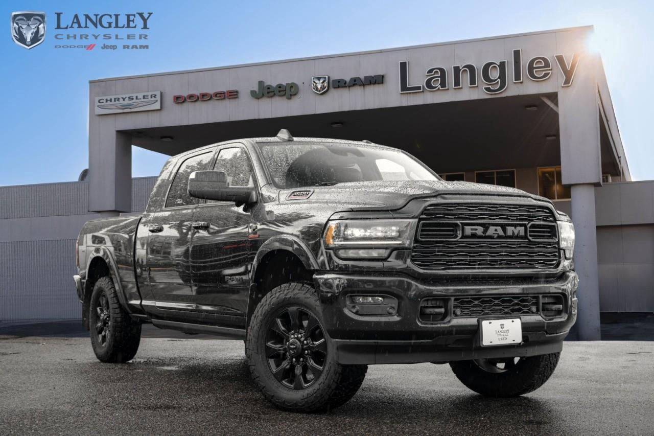 <p><strong>2020 RAM 3500 Limited 4x4 Mega Cab</strong></p><p>A premium heavy-duty pickup combining immense towing power with a spacious interior and high-end luxury features.</p><ul><li><p>Engine: 6.7L Cummins High-Output Turbo Diesel (400 hp, 1,000 lb-ft torque)</p></li><li><p>Drivetrain: 4x4 with Heavy-Duty Transfer Case</p></li><li><p>Max Towing: Up to 35,100 lbs</p></li><li><p>Transmission: Aisin 6-speed Automatic</p></li><li><p>Key Feature: Air suspension system with bed-lowering mode</p></li></ul><p>Come book a test drive at Langley Chrysler, conveniently located in Langley, British Columbia.</p>

<p>*All prices plus applicable taxes, applicable environmental recovery charges, documentation of $599 and full tank of fuel surcharge of $76 if a full tank is chosen. <br />Other protection items available that are not included in the above price:<br />Tire & Rim Protection and Key fob insurance starting from $599<br />Service contracts (extended warranties) for coverage up to 7 years and 200,000 kms starting from $599<br />Custom vehicle accessory packages, mudflaps and deflectors, tire and rim packages, lift kits, exhaust kits and tonneau covers, canopies and much more that can be added to your payment at time of purchase<br />Undercoating, rust modules, and full protection packages starting from $199<br />Financing Fee of $500 when applicable<br />Flexible life, disability and critical illness insurances to protect portions of or the entire length of vehicle loan</p>