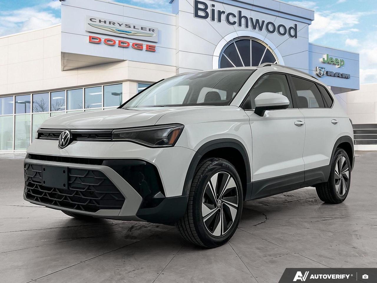 The 2026 Volkswagen Taos Comfortline in Pure White brings a refined, tech-forward driving experience to Winnipeg roads. With AWD capability, adaptive cruise control with Stop & Go, and a suite of driver assistance features, this compact SUV is built for those who want confident, connected daily driving without compromise.

- AWD with a 1.5L 4-cylinder engine and automatic transmission  ready for all Manitoba seasons
- Adaptive Cruise Control (ACC) with Stop & Go and Traffic Jam Assist for stress-free commuting
- Heated leatherette steering wheel and heated front seats with 8-way power driver seat including power lumbar support
- Dual-zone automatic climate control for personalized comfort front to back
- 18 Fiji alloy wheels with all-season tires and a sharp lip spoiler for a polished look
- Blind Spot Alert, Rear Traffic Alert, and Collision Mitigation for added peace of mind
- Day-Night auto-dimming rearview mirror and LED adaptive headlamps for safer night driving
- No reported accidents and only 25,152 km  well-maintained and move-in ready

Ready to get behind the wheel? Reserve this Taos online, start your purchase, or contact Birchwood Chrysler Dodge Jeep Ram directly to book a test drive. Visit us at birchwoodchrysler.ca or reach out to our team  were here to make the process simple and straightforward.
With us, Experience is Everything. Complete as much or as little of your purchase online as you like. All pricing is what you see is what you pay. No hidden fees. On our website you can choose payment options and terms knowing these are transparent and accurate.

Start your purchase online to build your exact pricing to your specifics like how much money down, vehicle trade and any accessories or added optional protection that suits your needs.

Any questions let us know by calling (204) 774-4444, wed love to send you a video to clarify any questions about a vehicle!

Visit us in store at 90-3965 Portage Ave in the Birchwood Autopark.

Dealer permit #5686
Dealer permit #5686