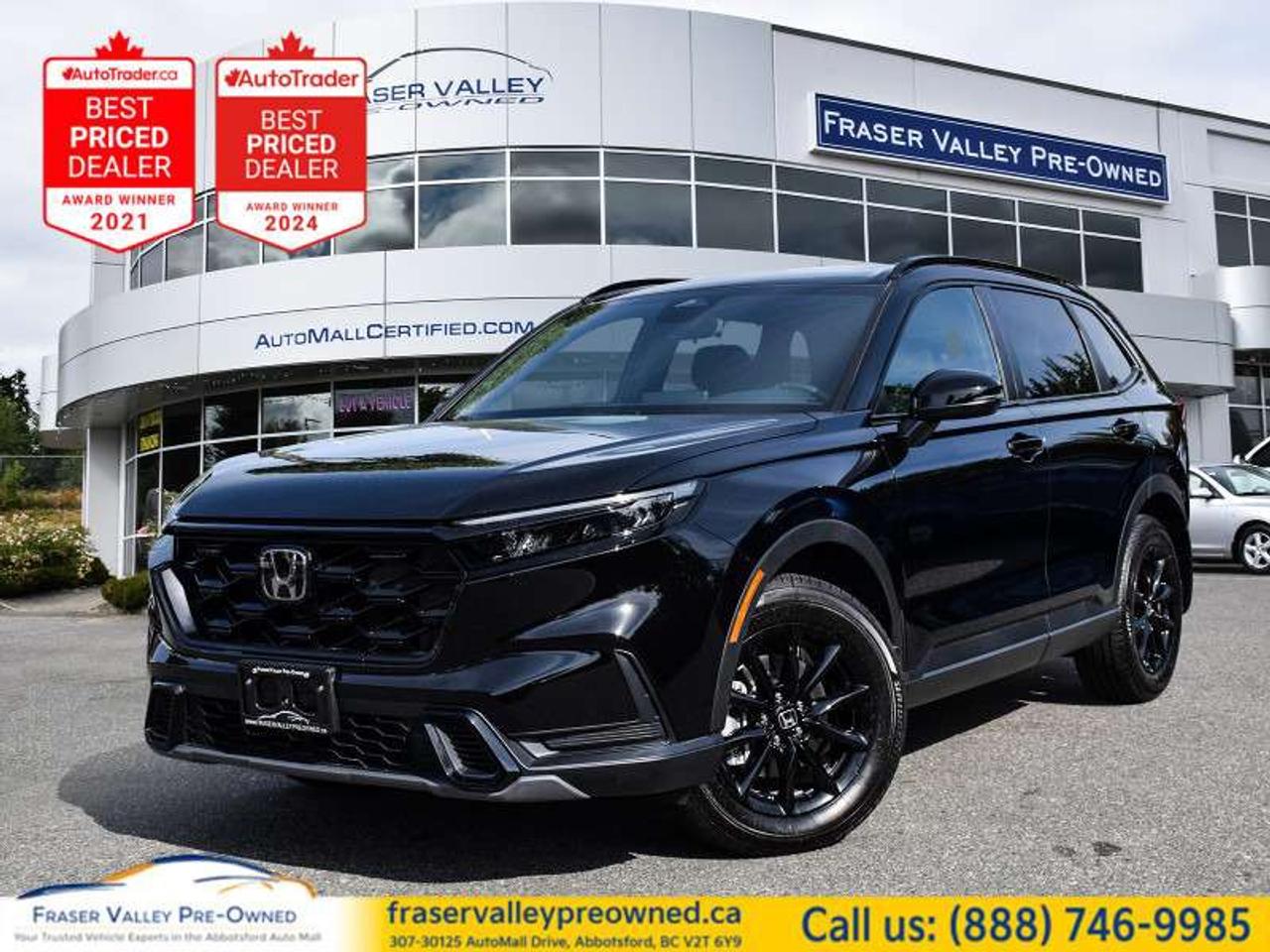<b>
 
</b>
  <b>2026 HONDA CR-V HYBRID SPORT - 204HP TWO-MOTOR HYBRID - SUNROOF - POWER LIFTGATE - 16 KM</b>
 
<i>Two-motor hybrid, heated seats, heated steering wheel, wireless CarPlay, adaptive cruise, lane keep assist, sunroof, power liftgate, remote start</i>
 
Fraser Valley Pre-Owned is proud to present this 2026 Honda CR-V Hybrid Sport in Meteorite Grey Metallic over black and grey cloth - a fresh, fully connected hybrid SUV with 16 km on the clock and the full Sport trim package that makes the CR-V Hybrid the most compelling compact SUV in its class. The two-motor hybrid system delivers 204 combined horsepower with the kind of seamless, quiet electric assist that makes city driving feel effortless and highway cruising feel like it costs nothing. The Sport trim adds the blacked-out exterior treatment - black wheels, black badging, sport-tuned suspension - giving the CR-V an athletic stance that separates it from the sea of beige compact SUVs on every road in BC. Inside, heated front seats, a heated leather-wrapped steering wheel, power-adjustable drivers seat with lumbar support, dual-zone automatic climate control, wireless Apple CarPlay and Android Auto, and a power liftgate cover everything you actually use every day. Remote start, adaptive cruise, lane keep assist, and collision mitigation braking round out a safety and convenience suite that used to cost twice this price in a luxury brand. At 16 km it has never been properly driven. Honda reliability, hybrid efficiency, Sport attitude - this is the one.
 
<b>Highlights</b>
 
2.0L DOHC Atkinson-cycle inline-4 with two-motor hybrid system - 204 combined horsepower
e-CVT transmission
Real Time AWD
Sport trim - blacked-out wheels, sport-tuned suspension, black badging
Power panoramic sunroof
Power liftgate
9-inch Honda touchscreen infotainment display
Wireless Apple CarPlay and Android Auto
Bluetooth with hands-free calling
HondaLink Connected Services
6-speaker audio system
Remote engine start
Heated front seats
Heated leather-wrapped steering wheel
Power-adjustable drivers seat with lumbar support
Dual-zone automatic climate control
Proximity keyless entry with push-button start
Honda Sensing suite - adaptive cruise control with low-speed follow and traffic jam assist, collision mitigation braking, lane keeping assist, lane departure warning, road departure mitigation, traffic sign recognition, driver attention monitor
Multi-angle rearview camera with dynamic guidelines
Blind-spot information system with rear cross-traffic monitor
Front and rear parking sensors
Auto-dimming rearview mirror
LED headlights with automatic high-beams and daytime running lights
LED taillights
Power folding heated mirrors
Wireless smartphone charging pad
USB-C connectivity
60/40 split-folding rear seats
Roof rails
 
<b>Restoration Notes</b>
 
16 km at time of listing.
Normal title branding - clean and clear for financing or insurance.
No lien on record.
Serviced and inspected to Fraser Valley Automall standards before hitting the lot.
 
Trades welcome.
 
Finance and warranty options available for all types of credit situations.
 
<b>Dealership:</b>
 
Fraser Valley Pre-Owned is where smart buyers shop - and a 2026 CR-V Hybrid Sport at pre-owned pricing with 16 km is the kind of opportunity that does not wait around. Blacked-out Sport trim, two-motor hybrid efficiency, and Hondas class-leading reliability in the most popular SUV segment in Canada. Were the only dedicated pre-owned store inside the Fraser Valley Automall, multiple-time AutoTrader Lowest Priced Dealer award winners, and proud recipients of both the 2025 and 2026 Consumer Choice Award for Pre-Owned Auto Dealership of the Year in Abbotsford. Our in-house service team inspects every vehicle before it goes to market. Hybrid savings. Sport attitude. Pre-owned price. The math is easy.
 
307-30125 Auto Mall Drive, Abbotsford, BC V2T 6Y9
Fraser Valley Automall
www.fraservalleypreowned.ca
 
All finance/lender options available - cash purchases welcome
 

 
To apply right now for financing use this link: <a href=https://www.fraservalleypreowned.ca/abbotsford-car-loan-application-british-columbia target=_blank>https://www.fraservalleypreowned.ca/abbotsford-car-loan-application-british-columbia</a>
 

| Our Quality Guarantee: We maintain the highest standard of quality that is required for a Pre-Owned Dealership to operate in an Auto Mall. We provide an independent 360-degree inspection report through licensed 3rd Party mechanic shops. Thus, our customers can rest assured each vehicle will be a reliable, and responsible purchase.  |  Purchase Disclaimer: Your selected vehicle may have a differing finance and cash prices. When viewing our vehicles on third party  marketplaces, please click over to our website to verify the correct price for the vehicle. The Sale Price on third party websites will always reflect the Finance Price of our vehicles. If you are making a Cash Purchase, please refer to our website for the Cash Price of the vehicle.  | All prices are subject to and do not include, a $995 Finance Fee, a $995 Document Fee, and a $499 GPS Lot Pack. VSA Security Fee of $10 is applicable as we are a Certified VSA Dealer (#40190).  These fees as well as taxes, are included in all listed listed payment quotes. Please speak with Dealer for full details and exact numbers.  o~o