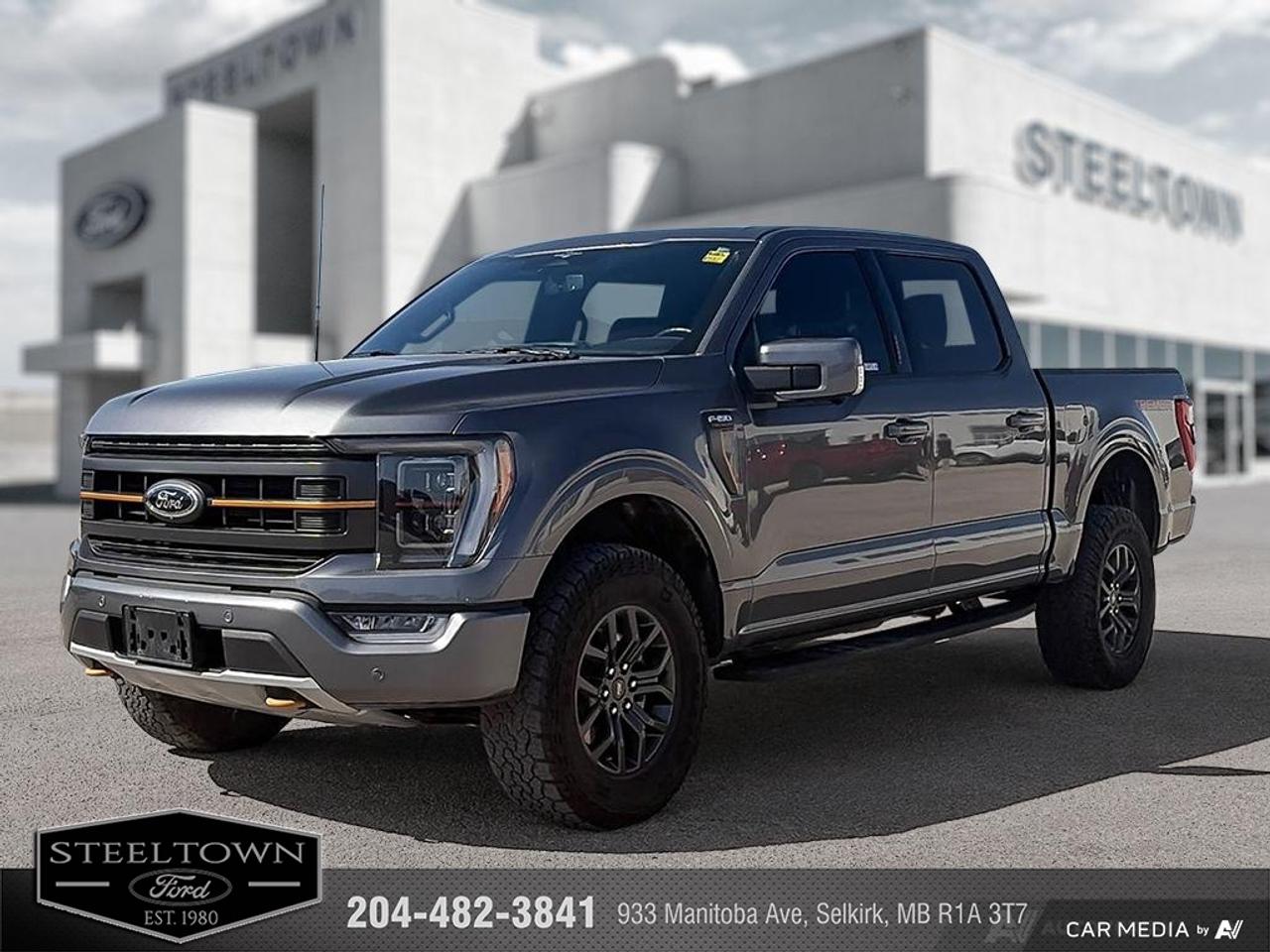 <b>Off-Road Package,  Heated Seats,  Climate Control,  Aluminum Wheels,  Running Boards!</b><br> <br> We value your TIME, we wont waste it or your gas is on us!   We offer extended test drives and if you cant make it out to us we will come straight to you!<br><br><br> <br>A true class leader in towing and hauling capabilities, this 2023 Ford F-150 isnt your usual work truck, but the best in the business. This 2023 Ford F-150 is for sale today in Selkirk.<br> <br>The perfect truck for work or play, this versatile Ford F-150 gives you the power you need, the features you want, and the style you crave! With high-strength, military-grade aluminum construction, this F-150 cuts the weight without sacrificing toughness. The interior design is first class, with simple to read text, easy to push buttons and plenty of outward visibility. With productivity at the forefront of design, the F-150 makes use of every single component was built to get the job done right!<br> <br>This Crew Cab 4X4 pickup has 69,264 km. Its Grey in colour. It has an Automatic transmission and is powered by a 400HP 3.5L V6 Cylinder Engine. <br> <br> Our F-150s trim level is Tremor. Upgrading to this Ford F-150 Tremor is a great choice as it comes loaded with exclusive aluminum wheels, a performance off-road suspension, a dual stainless steel exhaust with black tip, front fog lights, remote keyless entry and remote engine start, Ford Co-Pilot360 that features lane keep assist, pre-collision assist and automatic emergency braking. Enhanced features include body colored exterior accents, SYNC 4 with enhanced voice recognition, Apple CarPlay and Android Auto, FordPass Connect 4G LTE, steering wheel mounted cruise control, a powerful audio system, trailer hitch and sway control, cargo box lights, power door locks and a rear view camera to help when backing out of a tight spot. This vehicle has been upgraded with the following features: Off-Road Package, Heated Seats, Climate Control, Aluminum Wheels, Running Boards, Remote Start, SYNC.<br> To view the original window sticker for this vehicle view this <a href=http://www.windowsticker.forddirect.com/windowsticker.pdf?vin=1FTEW1E86PFC23241 target=_blank>http://www.windowsticker.forddirect.com/windowsticker.pdf?vin=1FTEW1E86PFC23241</a>. <br/><br> <br>To apply right now for financing use this link: <a href=http://www.steeltownford.com/?https://CreditOnline.dealertrack.ca/Web/Default.aspx?Token=bf62ebad-31a4-49e3-93be-9b163c26b54c&La target=_blank>http://www.steeltownford.com/?https://CreditOnline.dealertrack.ca/Web/Default.aspx?Token=bf62ebad-31a4-49e3-93be-9b163c26b54c&La</a><br> <br/>Buy this vehicle now for the lowest bi-weekly payment of <b>$413.83</b> with $0 down for 96 months @ 8.99% APR O.A.C. ( Plus applicable taxes - Platinum Shield Protection & Tire Warranty included / Total cost of borrowing $24768 ). See dealer for details. <br><br>Family owned and operated in Selkirk for 35 Years.  <br>Steeltown Ford is located just 20 minutes North of the Perimeter Hwy, with an onsite banking center that offers free consultations. <br>Ask about our special dealer rates available through all major banks and credit unions.<br><br><br>Steeltown Ford Protect Plus includes:<br>- Life Time Tire Warranty <br>Cars cost less in Selkirk <br><br>Dealer Permit # 1039<br><br><br> Come by and check out our fleet of 90+ used cars and trucks and 230+ new cars and trucks for sale in Selkirk.  o~o