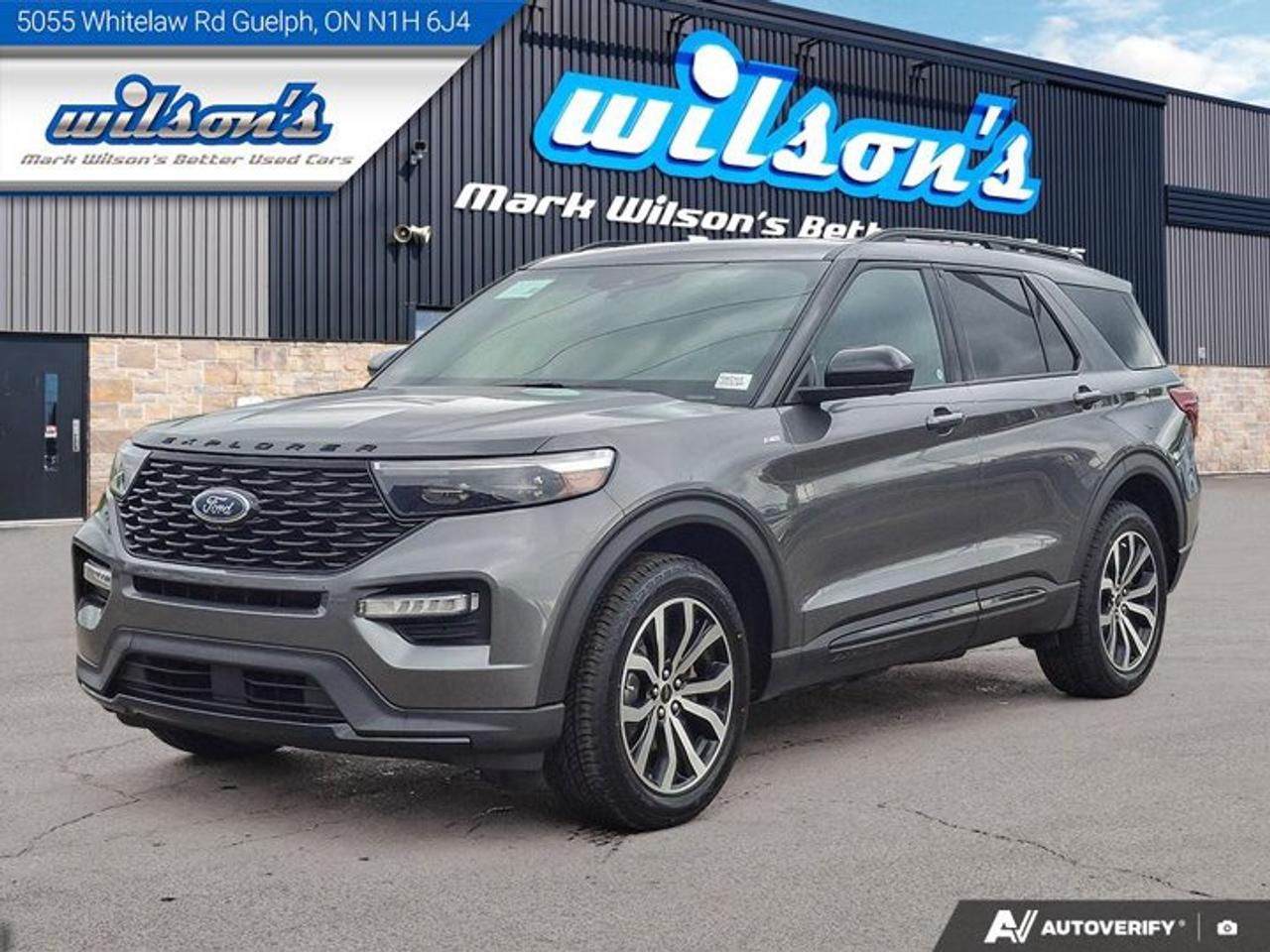 Come see this certified 2023 Ford Explorer ST-Line AWD | Leather trim | Twin Panel Sunroof | Nav | 360 Camera | Adaptive Cruise | and More !. Its Automatic transmission and 2.3 L engine will keep you going. This Ford Explorer features the following options: Sunroof, Navigation System, LeatherTrim, Air Conditioning, Adaptive Cruise, 360 Camera, Heated Seats, Tilt Steering Wheel, Steering Radio Controls, and Power Windows. See it for yourself at Mark Wilsons Better Used Cars, 5055 Whitelaw Road, Guelph, ON N1H 6J4.MASSIVE SELECTION: 500+ vehicles in ONE LOCATION, all Live Market Priced for the best value!STRAIGHTFORWARD & TRANSPARENT PRICING: Our Advertised Price INCLUDES:Safety Certification! (No separate certification fee upcharge).FREE Carfax History Report!NO upcharge for paying cash!CONFIDENCE & PEACE OF MIND: 30-Day/3,000 km Warranty INCLUDED! Plus a 5-Day Exchange Privilege!*EASY FINANCING: Better-than-bank rates, $0 Down, and 3 Months No Payments available OAC. BAD CREDIT APPROVED HERE!WE BUY CARS: Get Top Dollar for your trade, or sell us your vehicle for CASH even if you dont buy ours!www.shopwilsons.comAn Honest, Transparent Buying Experience. Trusted in business since 1961!(Cash Prices Exclude HST and Licensing Fees only.)