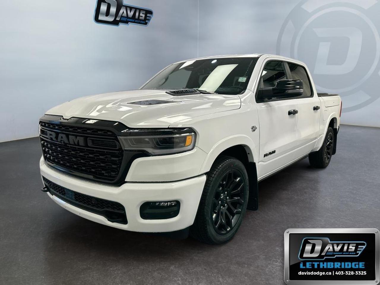 <b>Power Tailgate, Power Running Boards, Premium Audio, Massage Seats, Cooled Seats!</b><br /> <br /> The 2026 Ram 1500 redefines strength and sophistication with advanced tech, premium comfort, and unstoppable capability.<br /> <br />The Ram 1500's unmatched luxury transcends traditional pickups without compromising its capability. Loaded with best-in-class features, it's easy to see why the Ram 1500 is so popular. With the most towing and hauling capability in a Ram 1500, as well as improved efficiency and exceptional capability, this truck has the grit to take on any task.<br /> <br />This Bright White Crew Cab 4X4 pickup has an Automatic transmission and is powered by a 395HP 5.7L 8 Cylinder Engine. <br /> <br /> Our 1500's trim level is Limited. A power tailgate, power running boards, power-adjustable pedals and auto-leveling suspension are among the great upgrades you enjoy in this Ram 1500 Limited. Also standard include ventilated and heated front and rear seats, massaging front seats, leather upholstery, a heated leather steering wheel, a 19-speaker harman/kardon audio system, and a 12-inch infotainment screen powered by Uconnect 5W with inbuilt navigation, Apple CarPlay, Android Auto and 4G LTE Wi-Fi hotspot. Additional features include class IV towing equipment, a trailer wiring harness, front and rear parking sensors, blind spot detection, lane keeping assist with lane departure warning, remote start, adaptive cruise control, and even more! This vehicle has been upgraded with the following features: Power Tailgate, Power Running Boards, Premium Audio, Massage Seats, Cooled Seats, Navigation, Heated Steering Wheel.<br /><br /> <br />To apply right now for financing use this link: <a href=https://lethbridge.davisdodge.ca/free-credit-check/ target=_blank rel=nofollow noopener noreferrer>https://lethbridge.davisdodge.ca/free-credit-check/</a><br /> <br /><br />As a premier Chrysler, Dodge, Jeep and RAM dealership, Davis Dodge proudly offers an extensive selection of new and used vehicles to meet every drivers needs. Customers across Lethbridge, Fort Macleod, Taber, Claresholm, Coaldale, and beyond trust us for daily vehicle specials, certified service and parts, and a seamless online inventory experience. <br /><br /> With competitive financing options and expert support, we make car buying easy and enjoyable. <br /><br /> Ready to hit the road? Schedule your test drive today at Davis Dodge, your trusted Chrysler, Dodge, Jeep and RAM dealer in Lethbridge, Alberta.<br /><br /> Vehicle pricing offer shown expires 2026-06-30. <br /> Come by and check out our fleet of 50+ used cars and trucks and 100+ new cars and trucks for sale in Lethbridge. o~o
